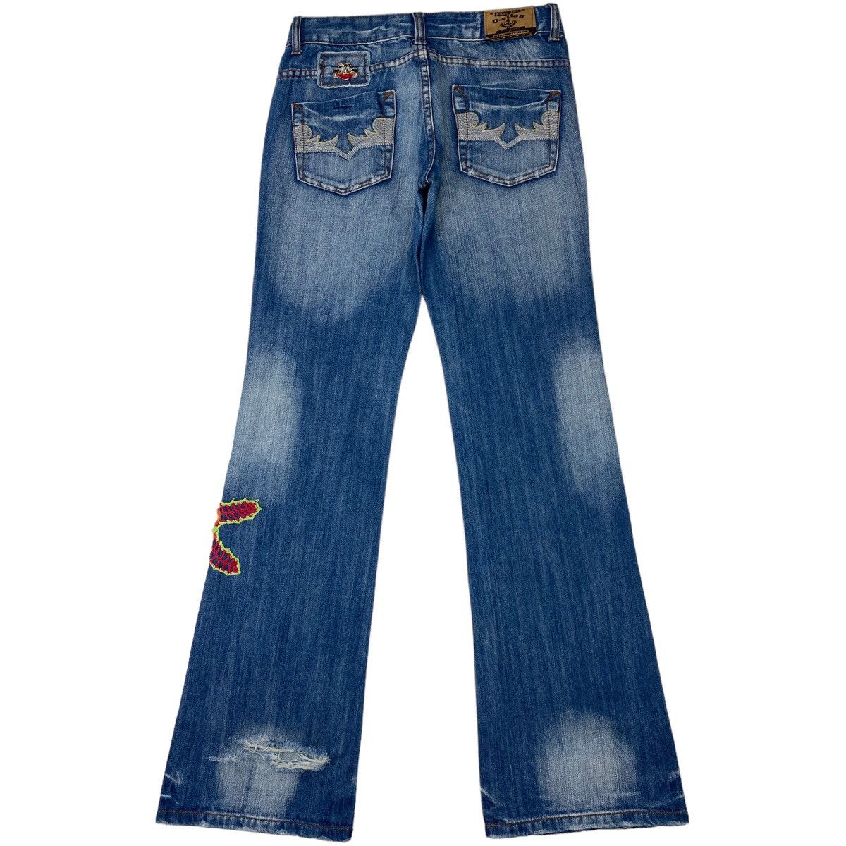 Vintage 🔥LASTDROP🔥 Y2K L Low Rise Starfish Flared Denim Jeans Pants Size 32" / US 10 / IT 46 - 2 Thumbnail