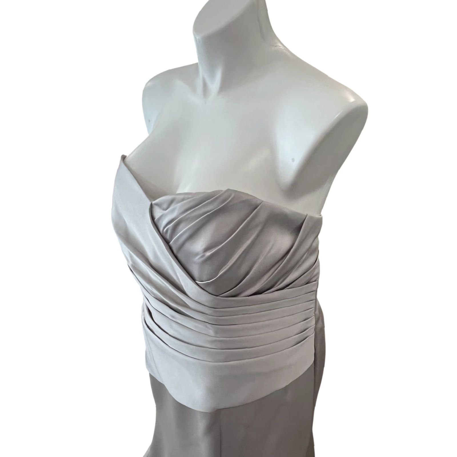Vintage NWT Silver Bridesmaid Formal Dress 22W ALFRED ANGELO Moonlight Waltz A-Line Formal Dress Satin Halter Sleeveless 54" 7168W Womens Size ONE SIZE - 3 Thumbnail