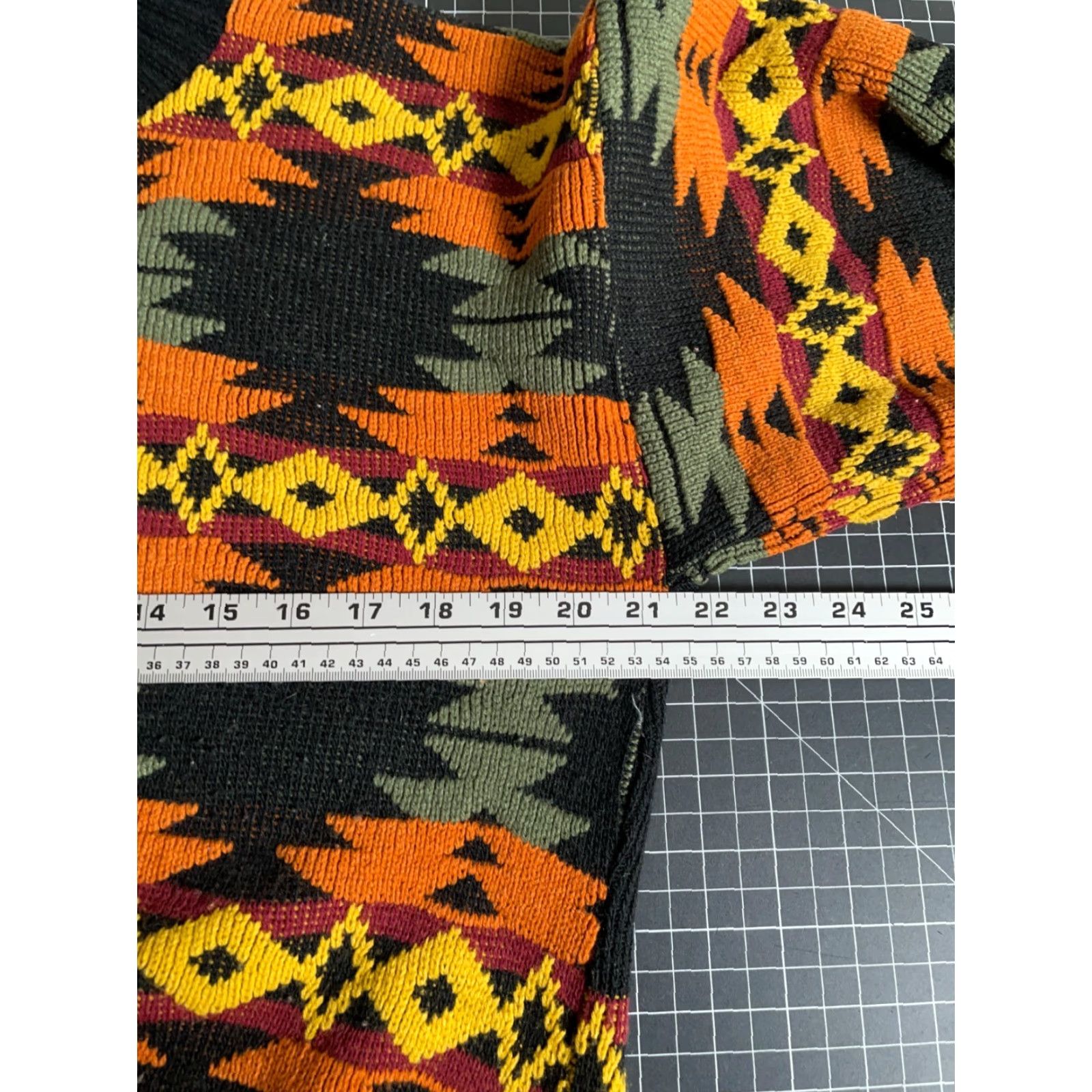 Vintage VINTAGE 80s Southwestern Pattern Sweater Women's M Black Orange Aztec Tribal Crew Neck Pullover Knit Geometric Casual Size M / US 6-8 / IT 42-44 - 5 Thumbnail