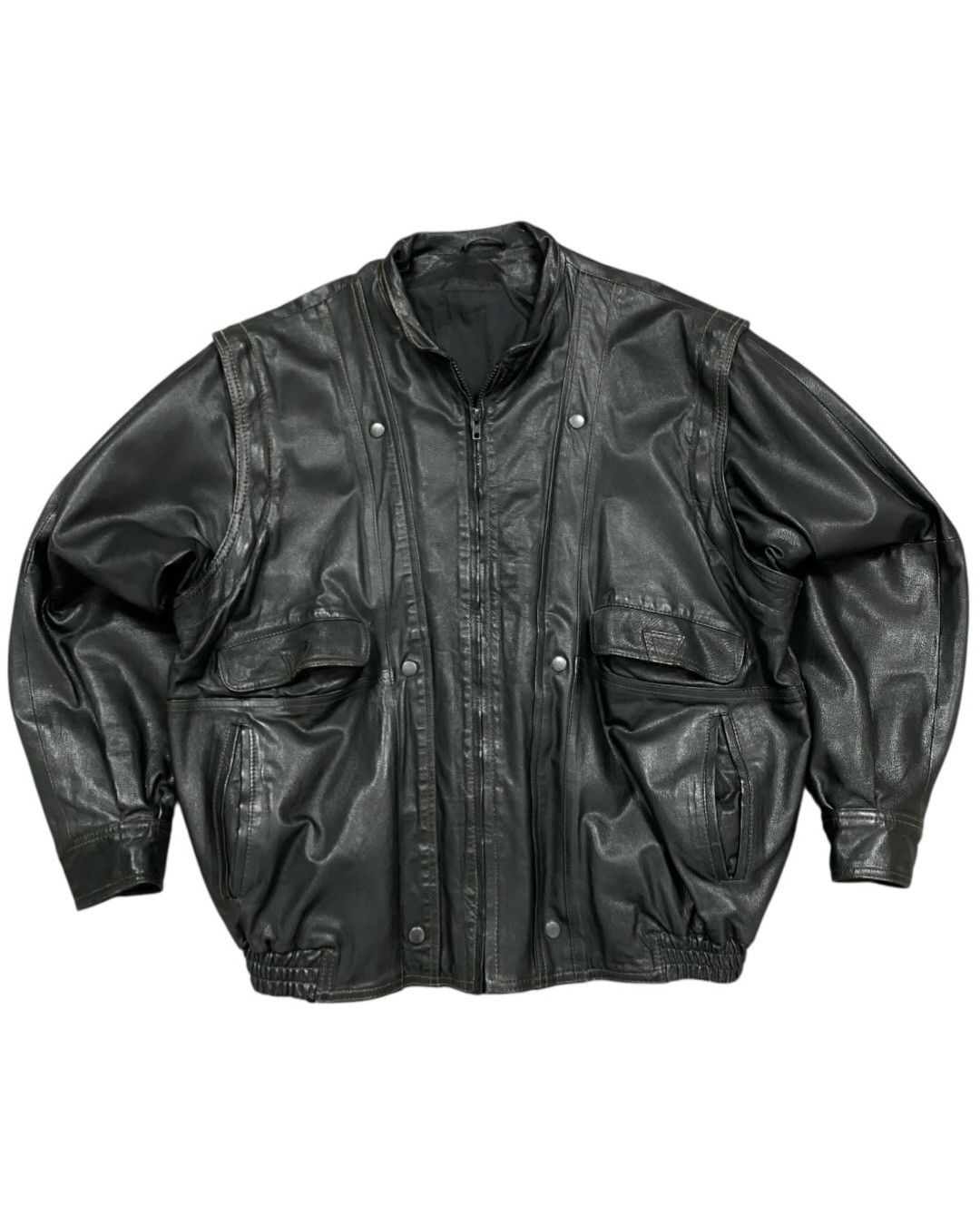 Genuine Leather Vintage 90's real leather bomber jacket Size US L / EU 52-54 / 3 - 1 Thumbnail
