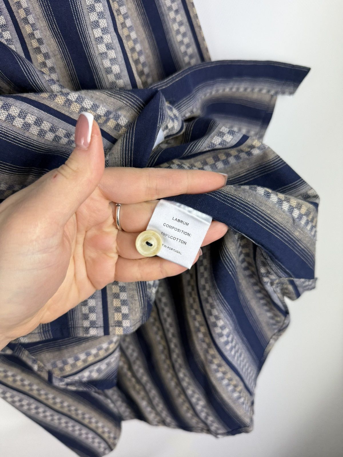 Designer BNWT! Labrum L/S Collarless Patterned Button Up Shirt Size US M / EU 48-50 / 2 - 13 Thumbnail