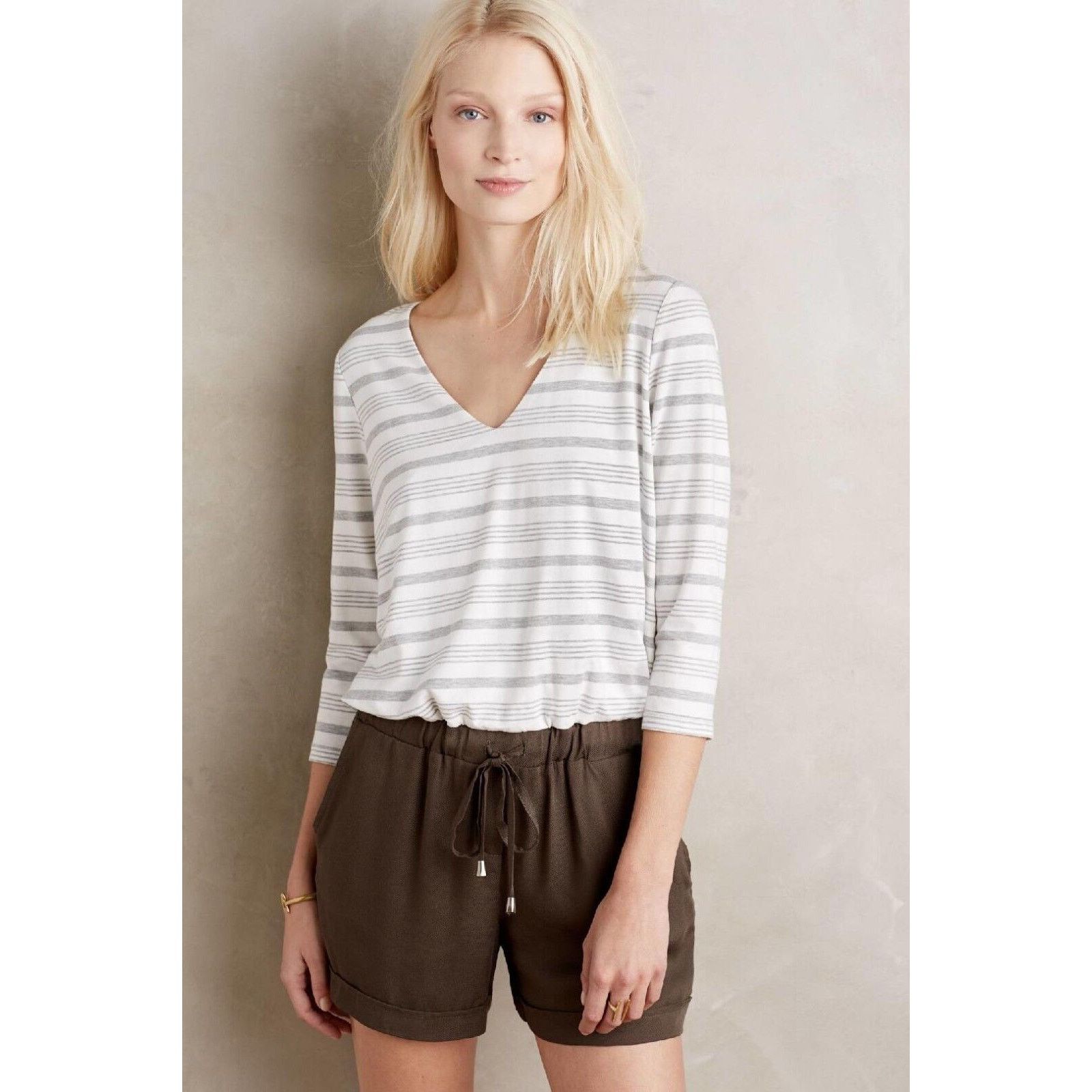 Anthropologie New Anthropologie Erinna Gray Romper by Elevenses $118 Small Size 28" / US 6 / IT 42 - 2 Thumbnail
