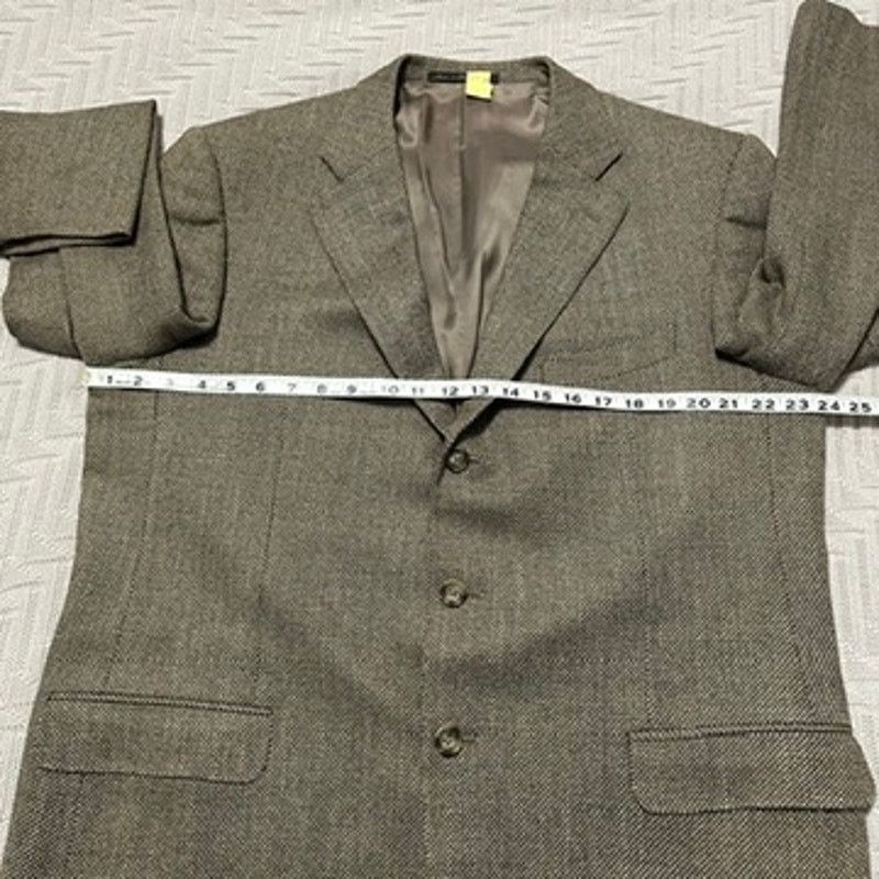 Ermenegildo Zegna Ermenegildo Zegna brown tweed cashmere three button blazer Size 46R - 8 Thumbnail