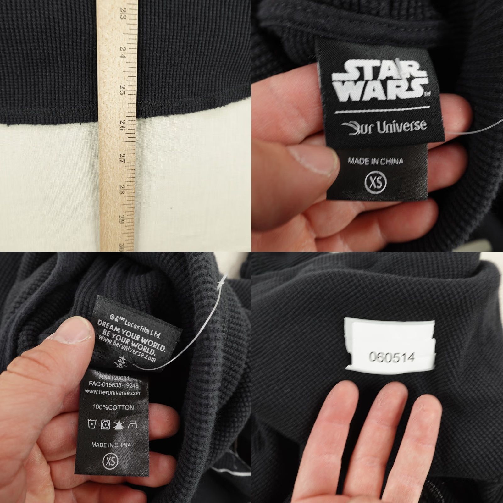 Star Wars STAR WARS Sweatshirt Womens XS Kylo Ren Waffle Knit Thermal Funnel Neck Pullover Black XS Sweatshirt Women Star Wars Size XS / US 0-2 / IT 36-38 - 8 Thumbnail