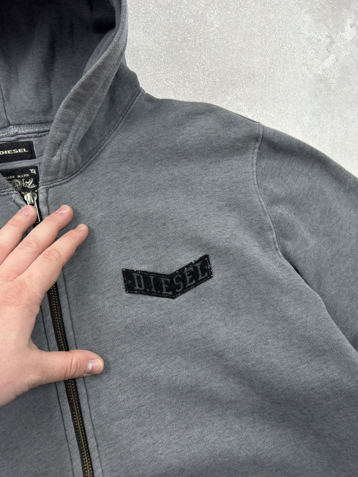 Diesel Vintage Diesel Washed Grey Zip Hoodie Logo size L Size US L / EU 52-54 / 3 - 8 Thumbnail