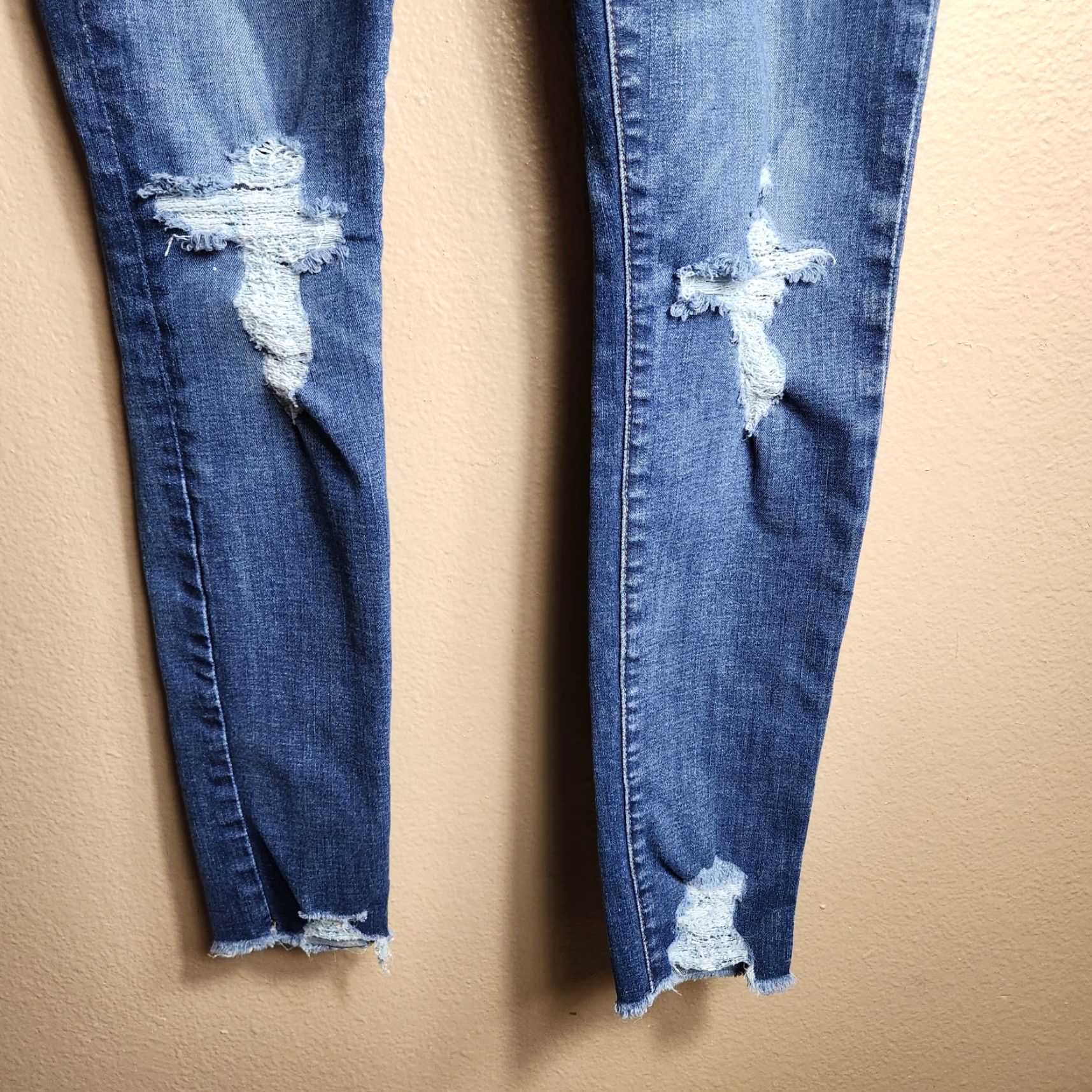 Madewell Madewell Jeans Womens 9" High Rise Distressed Skinny Jeans Blue 27 Regular Denim Cotton Blend 5-Pocket Size 27" / US 4 / IT 40 - 2 Thumbnail