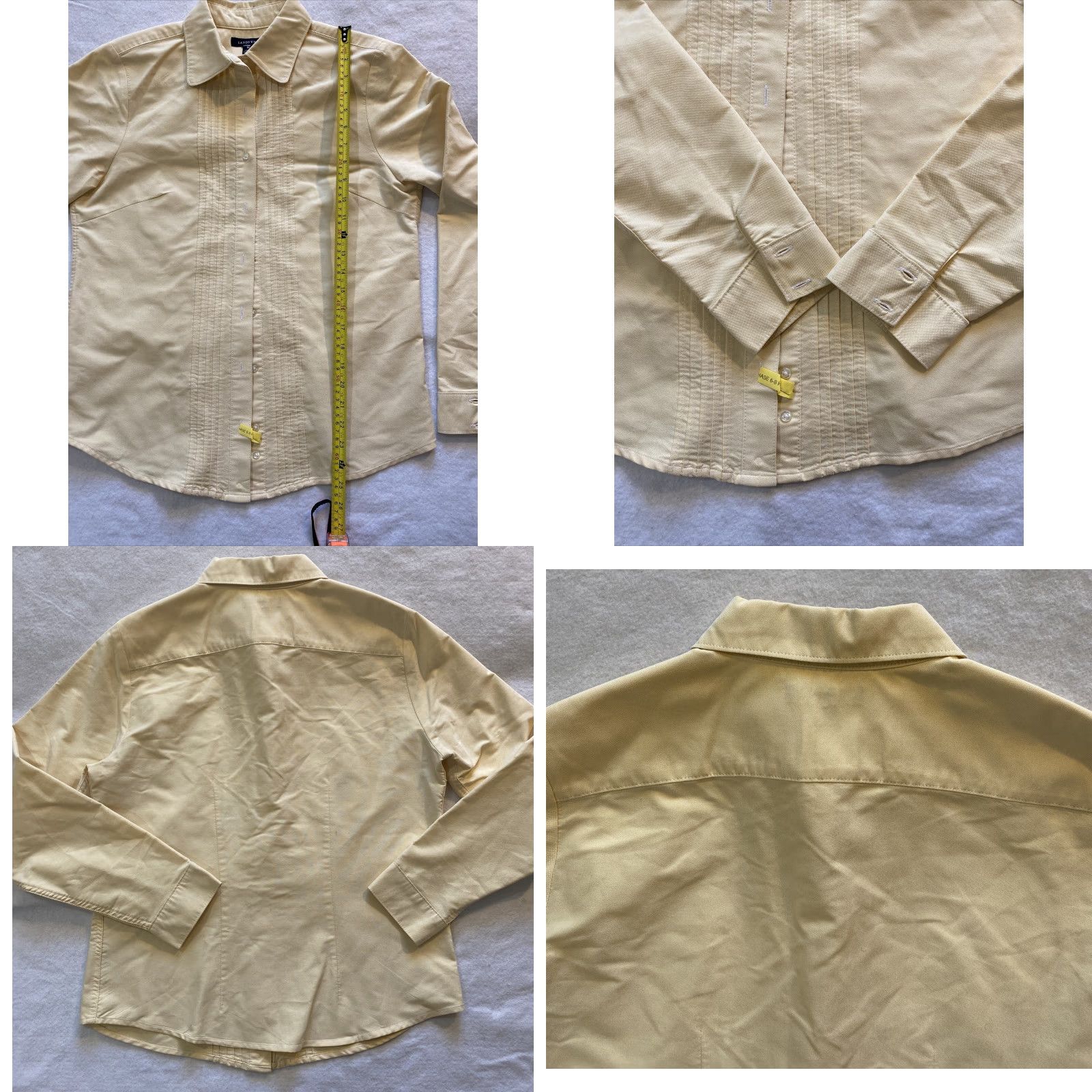 Lands' End Lands’ End Button-Up Shirt Womens Regular Cotton Yellow Mauve 10 Button-Down Collared Long Sleeve Classic Casual Shirt Size L / US 10 / IT 46 - 8 Thumbnail