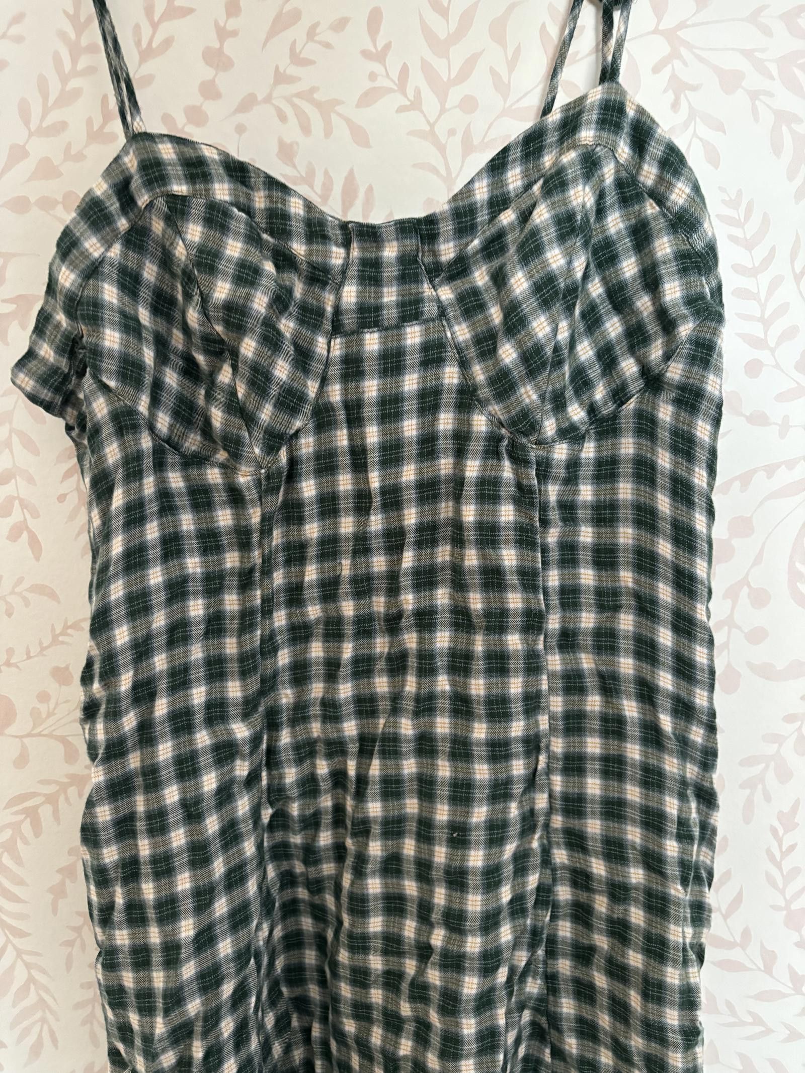 American Eagle Outfitters Grunge American Eagle Green Gingham Dress Size L / US 10 / IT 46 - 2 Thumbnail