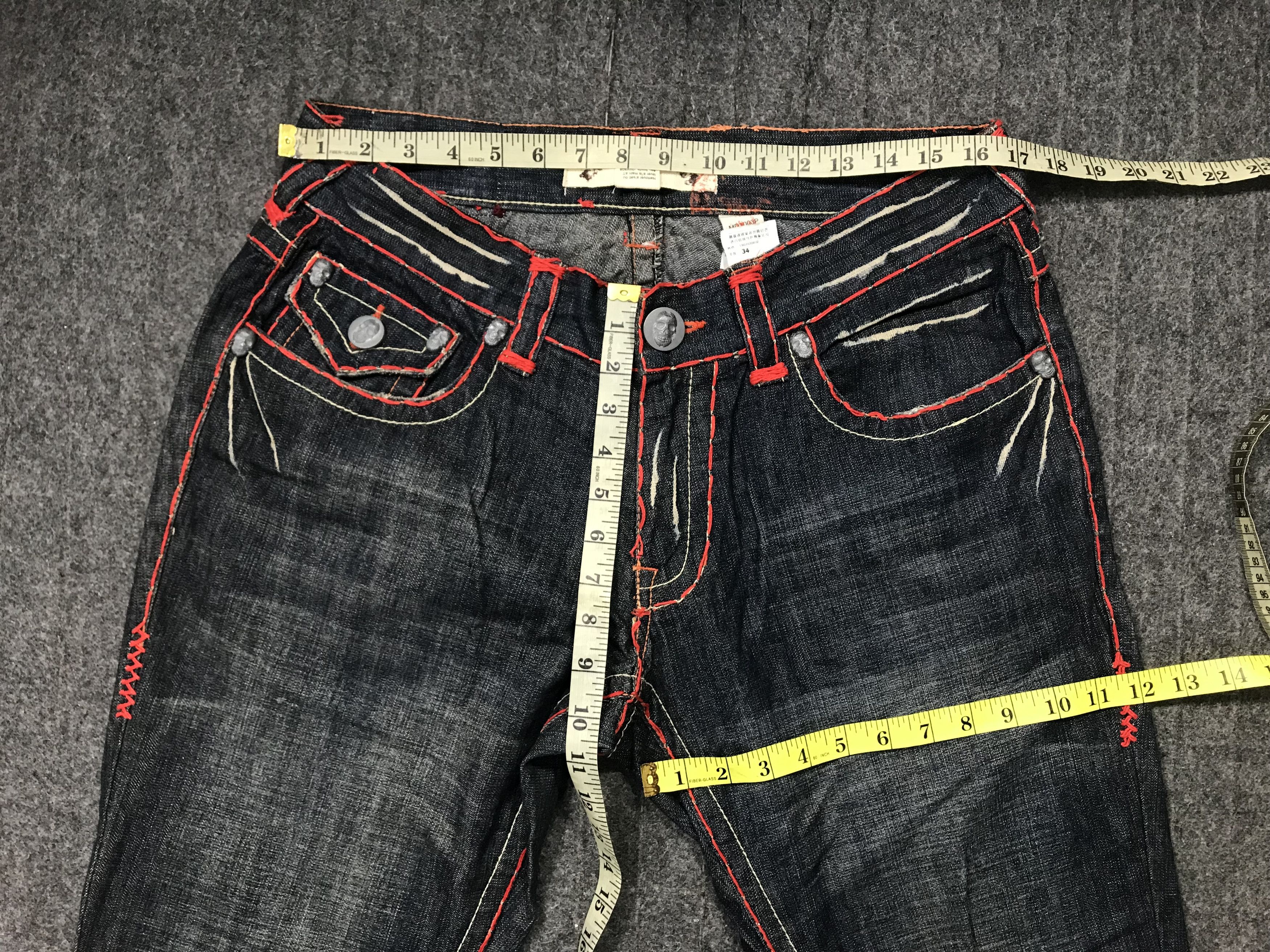 Vintage Laguna Beach Jean Co Cross Skull Logo Indigo Denim Size US 34 / EU 50 - 9 Thumbnail