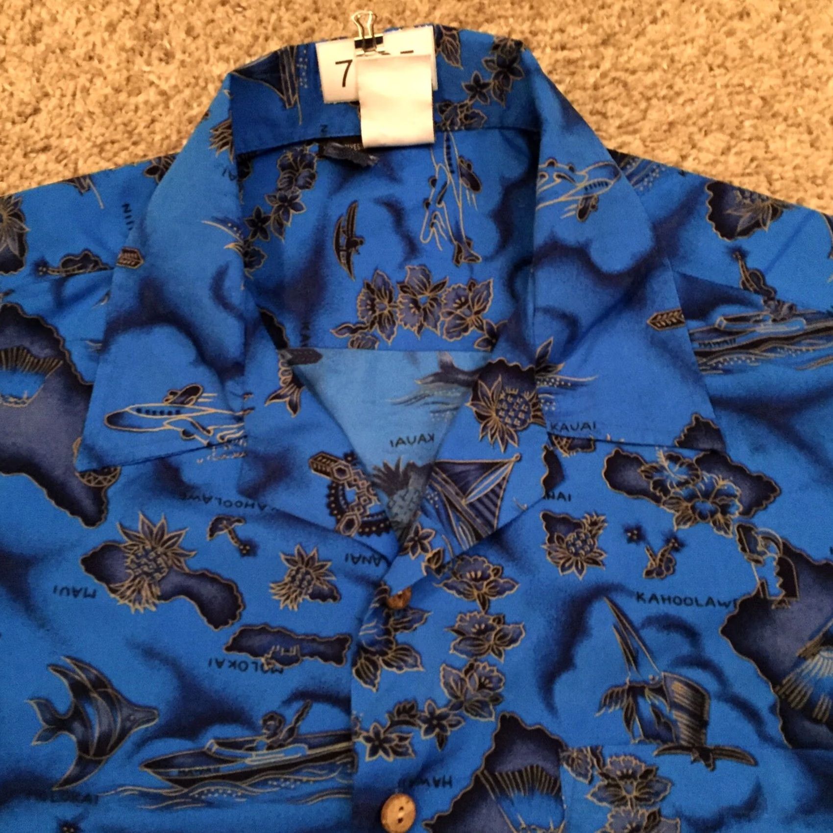 Vintage Kennington Hawaiian Shirt Mens XL Blue Short Sleeve Button-Up All Over Print Size US XL / EU 56 / 4 - 3 Thumbnail