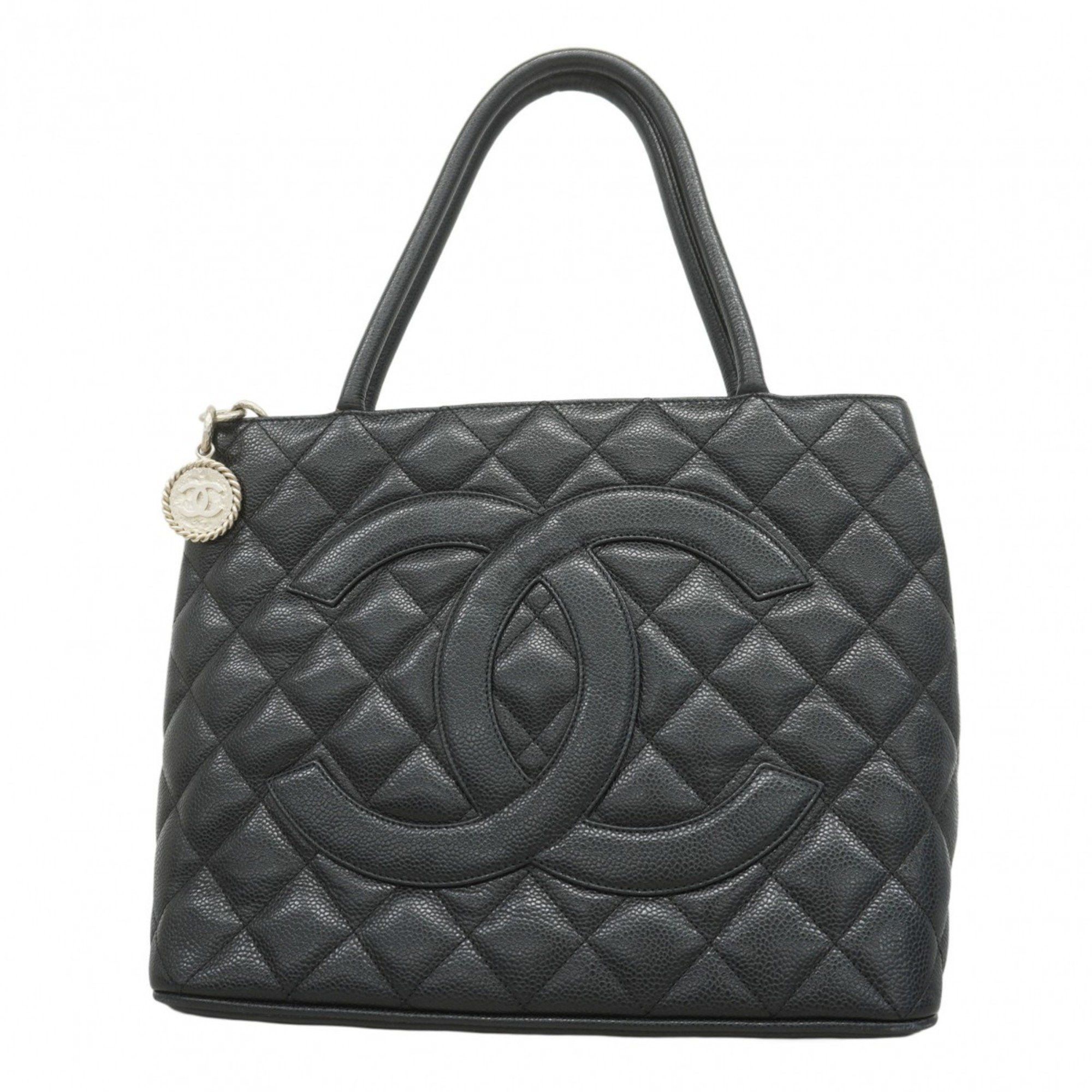 Chanel Tote Bag Reproduction Caviar Skin Black Women's