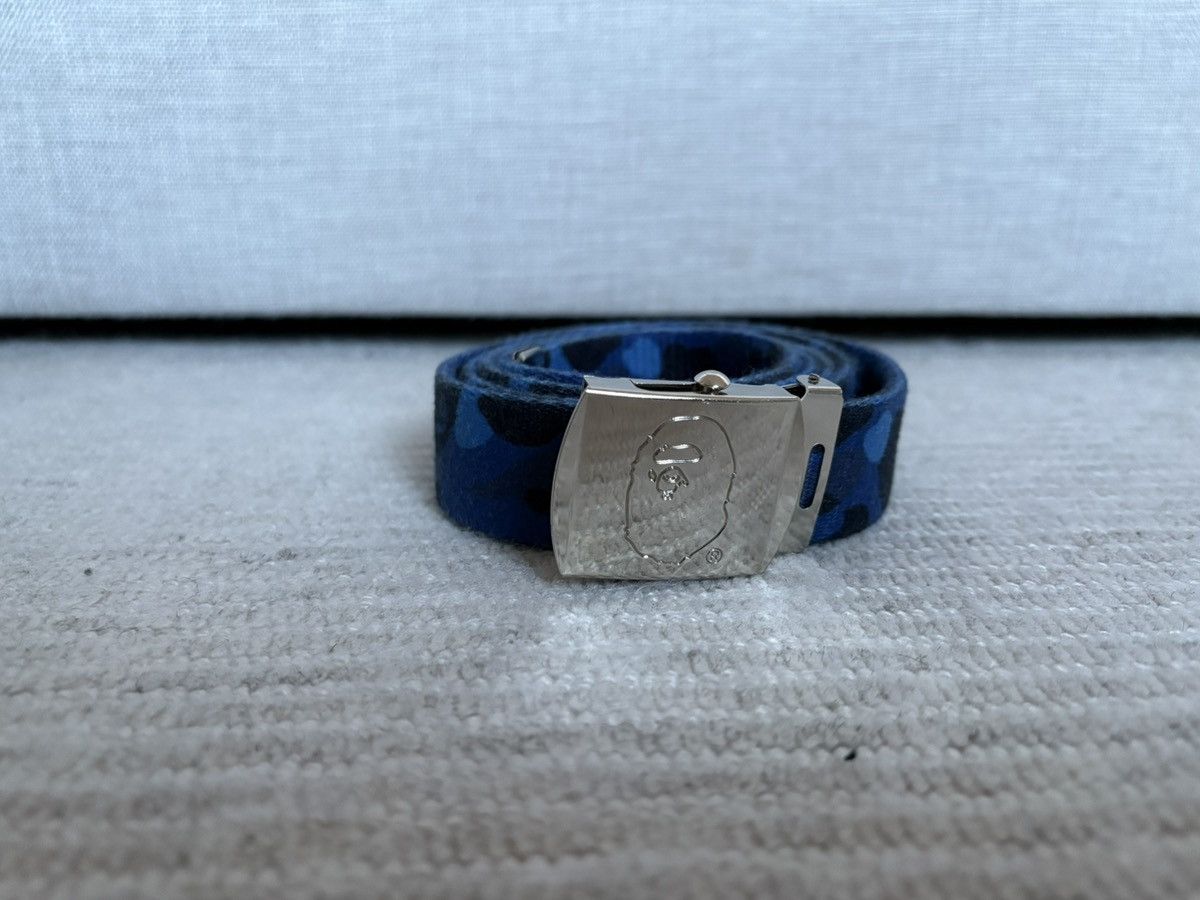 Bape × Nigo APE HEAD buckle BAPE camo embossed leather belt