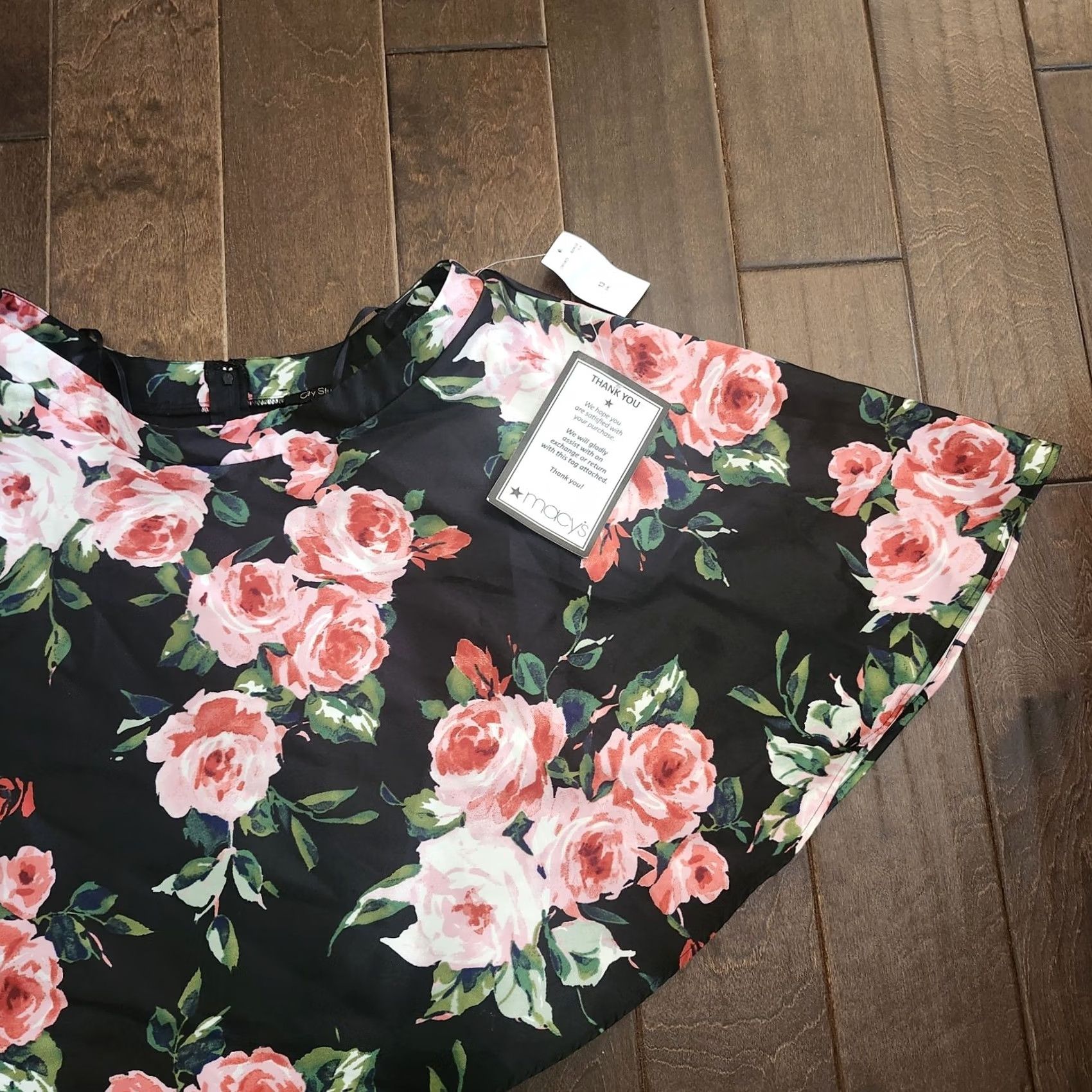Vintage VINTAGE City Studio ROSE Black Rose Floral Party Skirt NWT - Size 13 Size 34" / US 12 / IT 48 - 5 Thumbnail