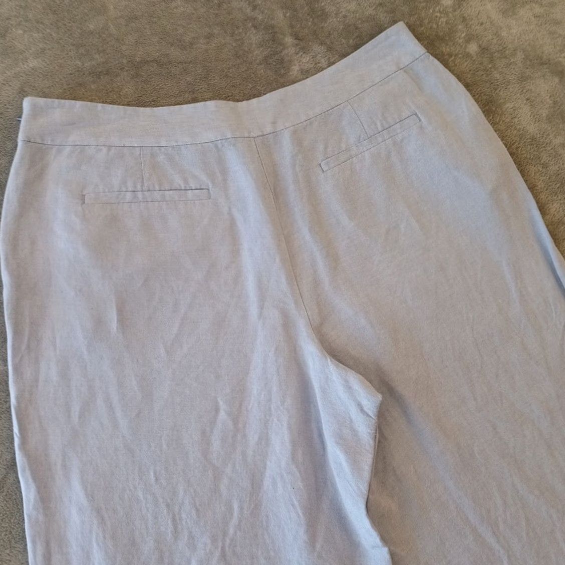Ann Taylor Ann Taylor Loft Capri Pants Womens Size 14 Blue Wide-Leg Linen Blend Pockets 36x21 Size 36" / US 14 / IT 50 - 7 Thumbnail