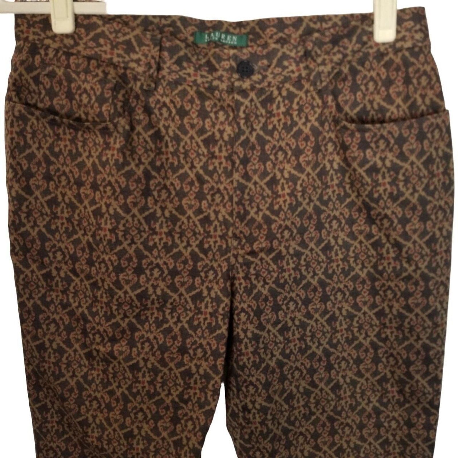 Lauren Ralph Lauren Lauren Ralph Lauren High Rise Ankle Pants 12 Brown Tapestry Size 34" / US 12 / IT 48 - 2 Thumbnail