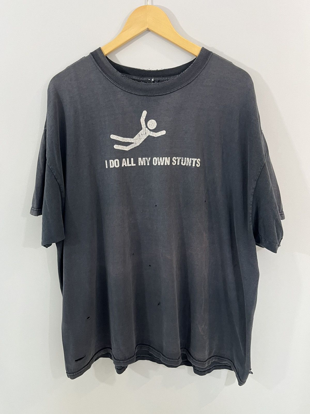 Vintage I DO MY OWN STUNTS Thrashed Oversize Joke Tee Size US XXL / EU 58 / 5 - 1 Thumbnail
