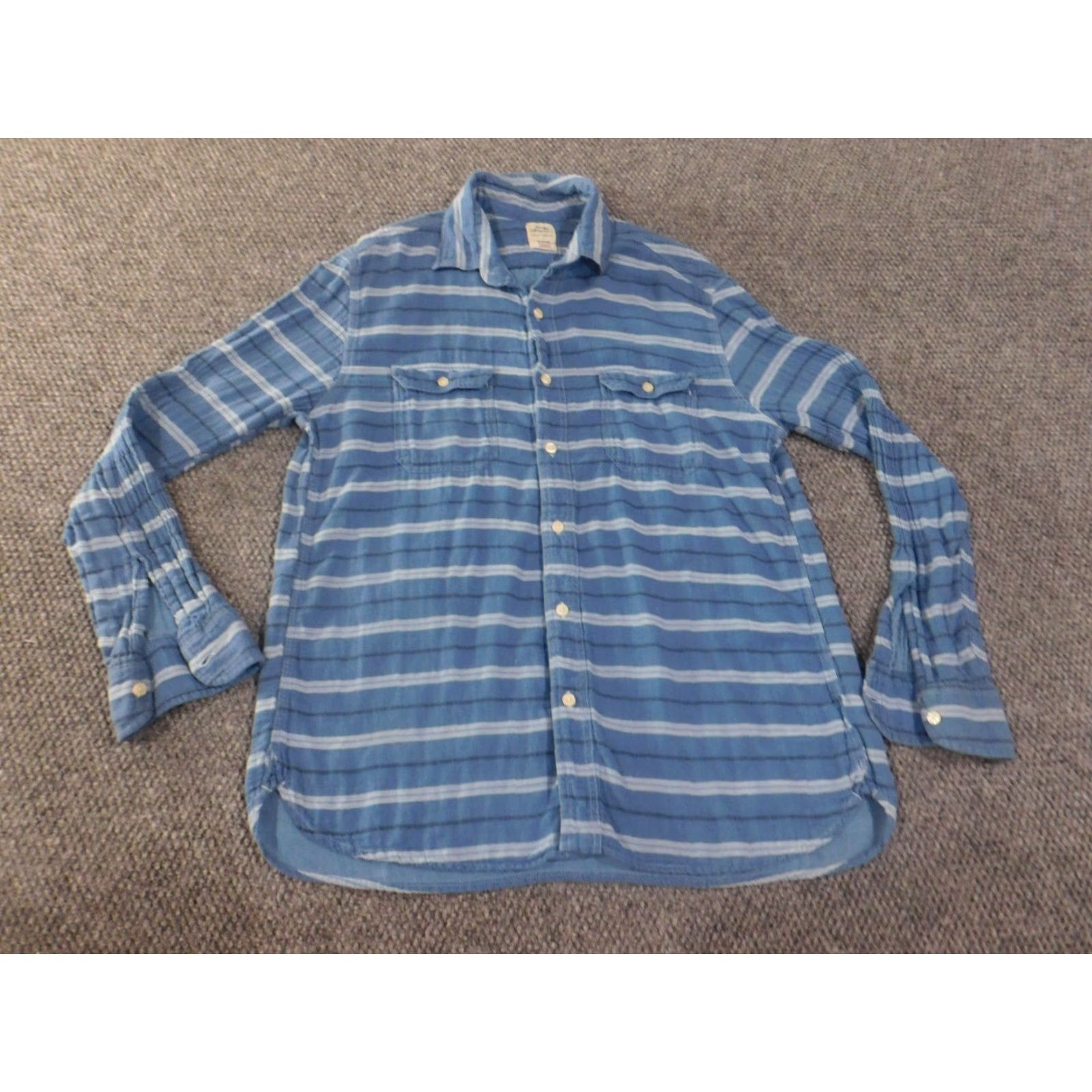 Lucky Brand Lucky Brand Shirt Men L Blue Flannel Striped Retro Classic Button-Up Collared Long Sleeve Casual Vintage? No (avoid N/A) Size US L / EU 52-54 / 3 - 2 Thumbnail
