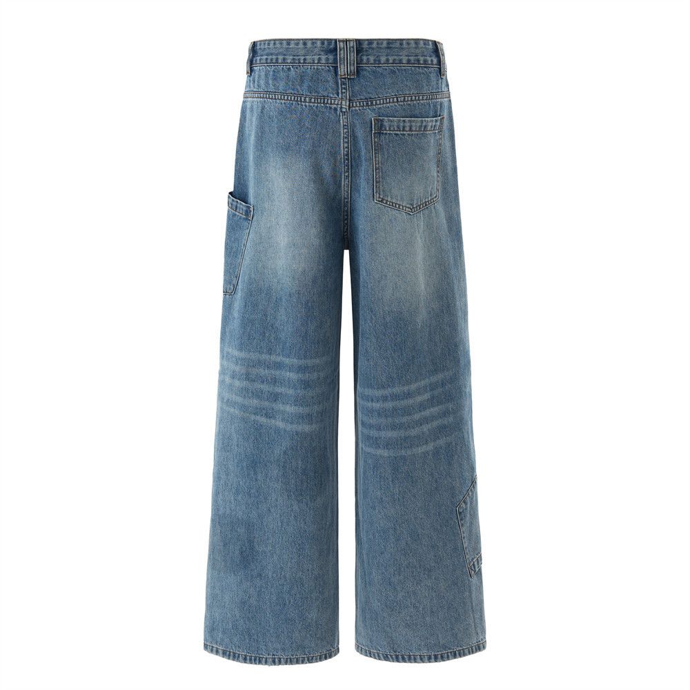 Jean American high street washed men's cleanfit loose jeans Size US 32 / EU 48 - 2 Thumbnail