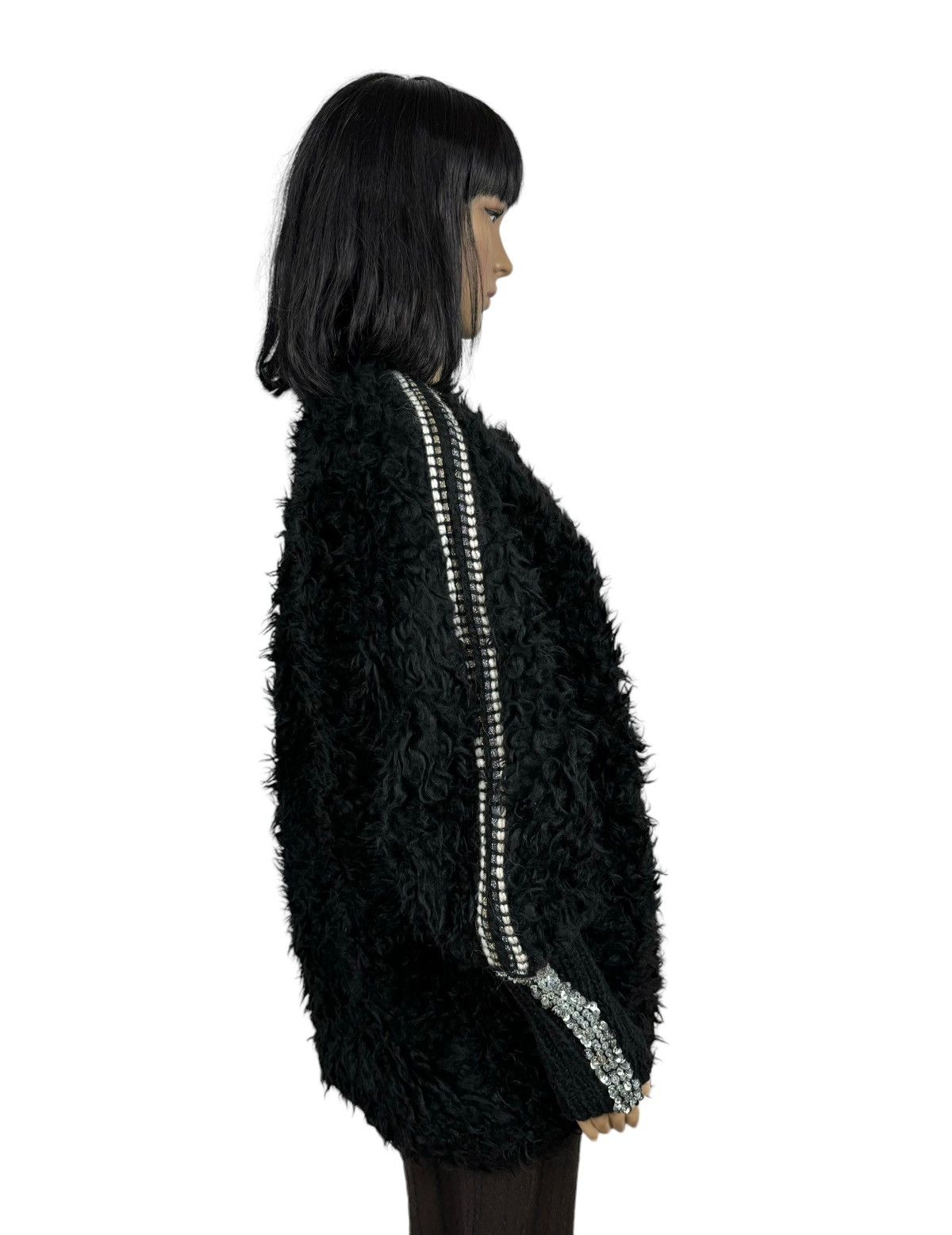 Designer Maria Grazia Severi Faux Fur Coat Sequin Decorated size 42 Size M / US 6-8 / IT 42-44 - 5 Thumbnail