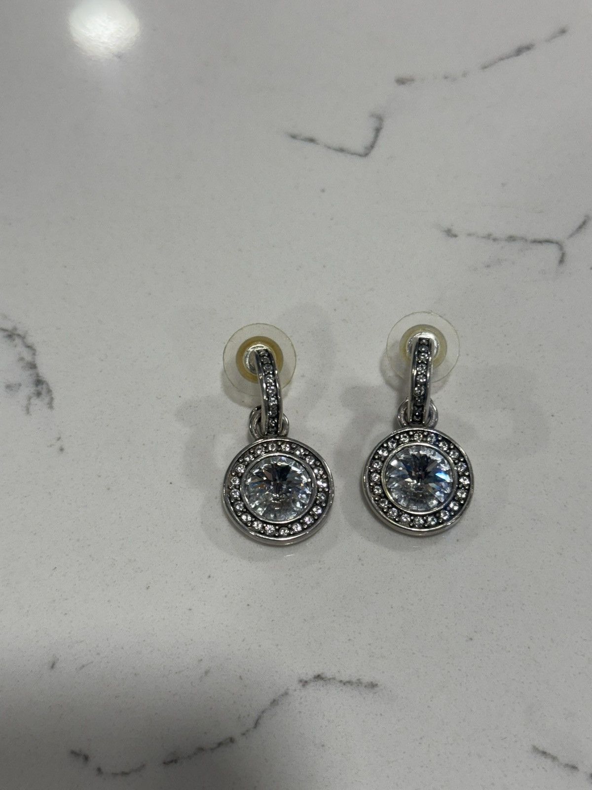 Jewelry Vintage Miglio Crystal Drop Earrings Silver-Tone Halo Design Size ONE SIZE - 10 Thumbnail