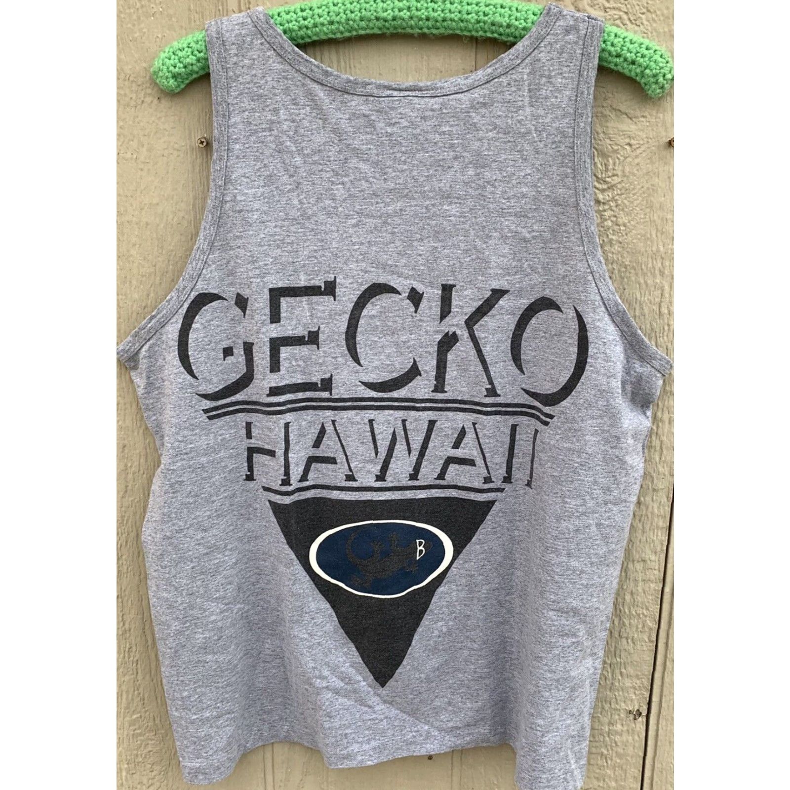Vintage VINTAGE Gecko Hawaii Tank Top Shirt Men L Gray Cotton Jersey Graphic Print 80s 90s Hawaii USA Retro US Made in USA Single Stitch Hem Short Sleeveless Size US L / EU 52-54 / 3 - 3 Thumbnail