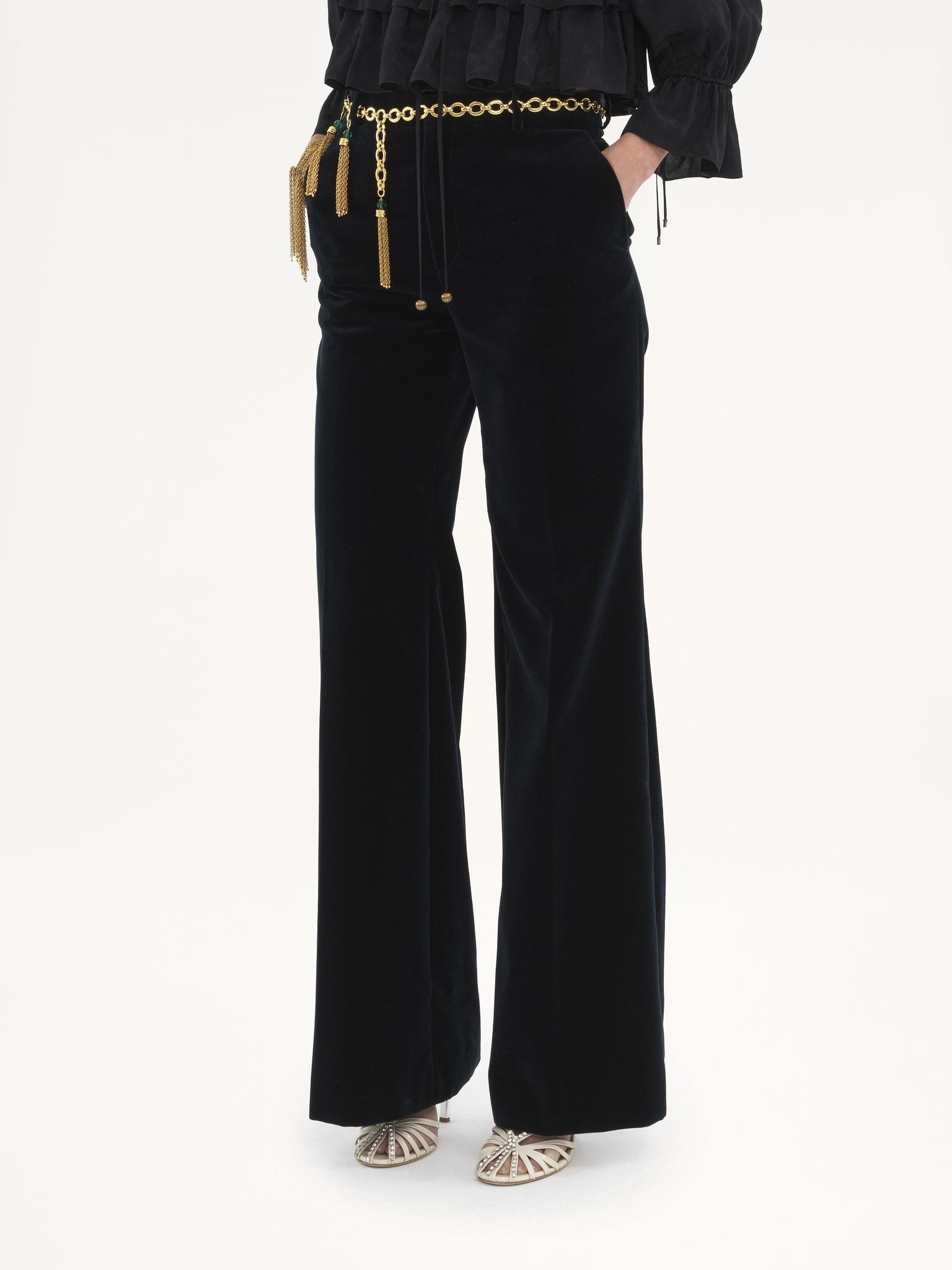 Chloe o1loc1c11125 Velvet Trousers in Evening Blue Size 27" / US 4 / IT 40 - 3 Thumbnail