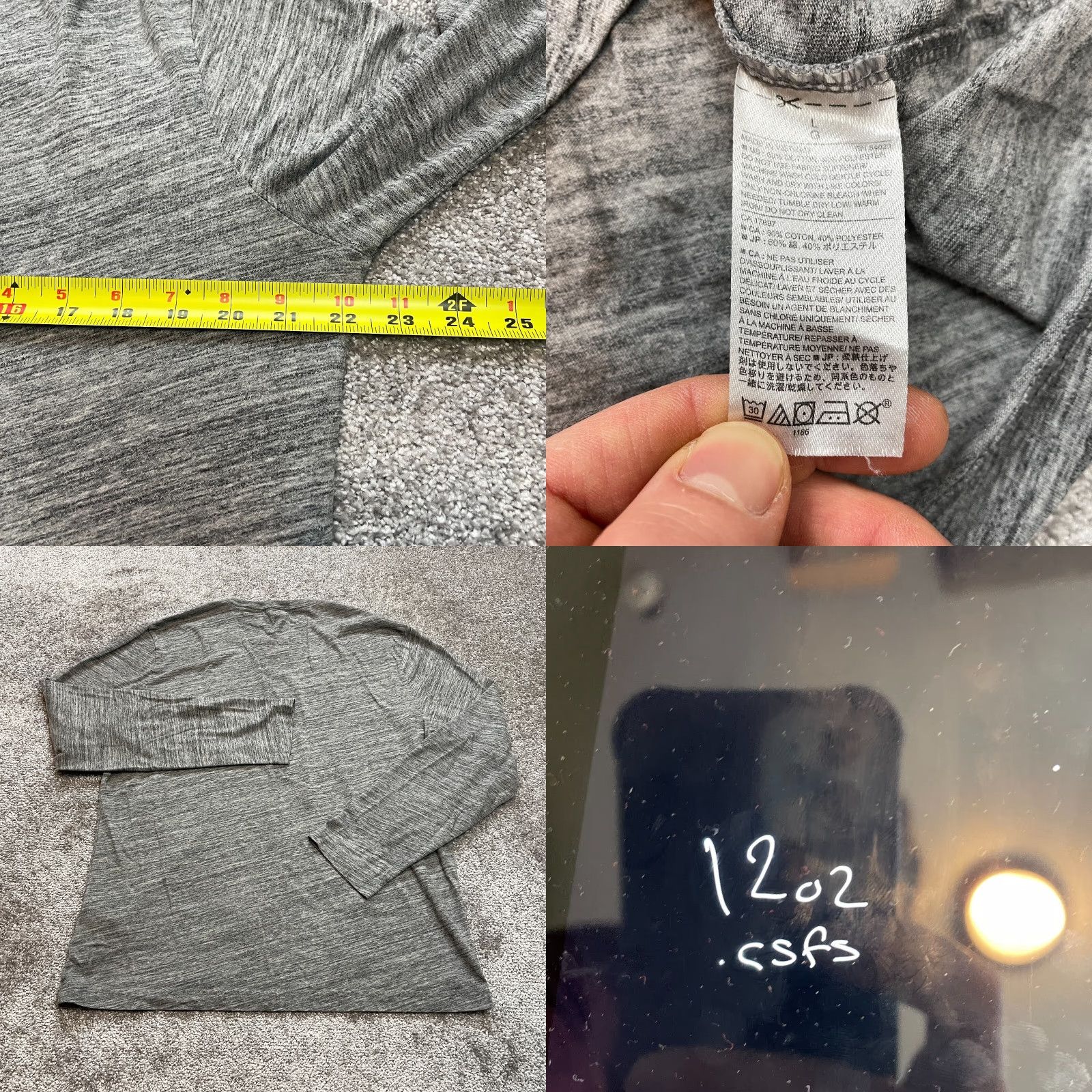 Banana Republic Banana Republic Moisture Wicking Shirt Mens Large Heather Gray Long Sleeve Crew Neck Size US L / EU 52-54 / 3 - 8 Thumbnail