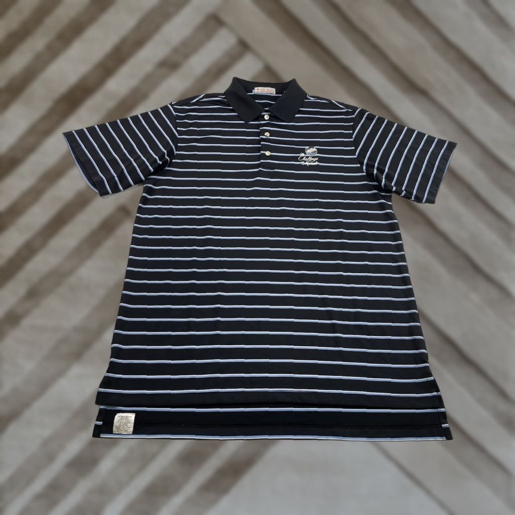 Peter Millar Peter Millar Summer Comfort Striped Golf Polo Shirt M Black Men Polo Short Sleeve Capable Stretch 32 Chest 22 Length Size US M / EU 48-50 / 2 - 1 Thumbnail