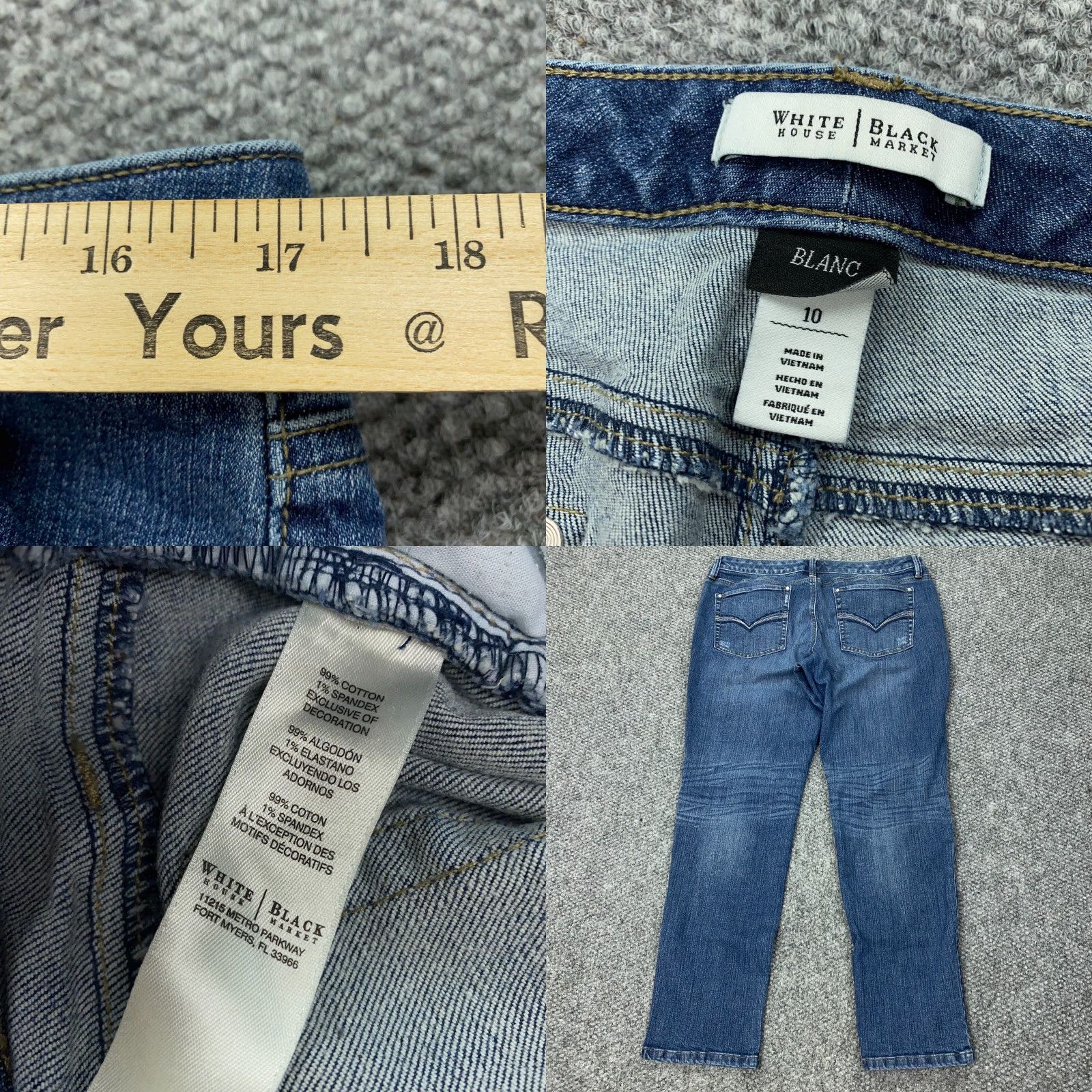 White House Black Market White House Black Market Blanc Womens Jeans Size 10 Blue Low Rise Distressed Size 34" / US 12 / IT 48 - 8 Thumbnail