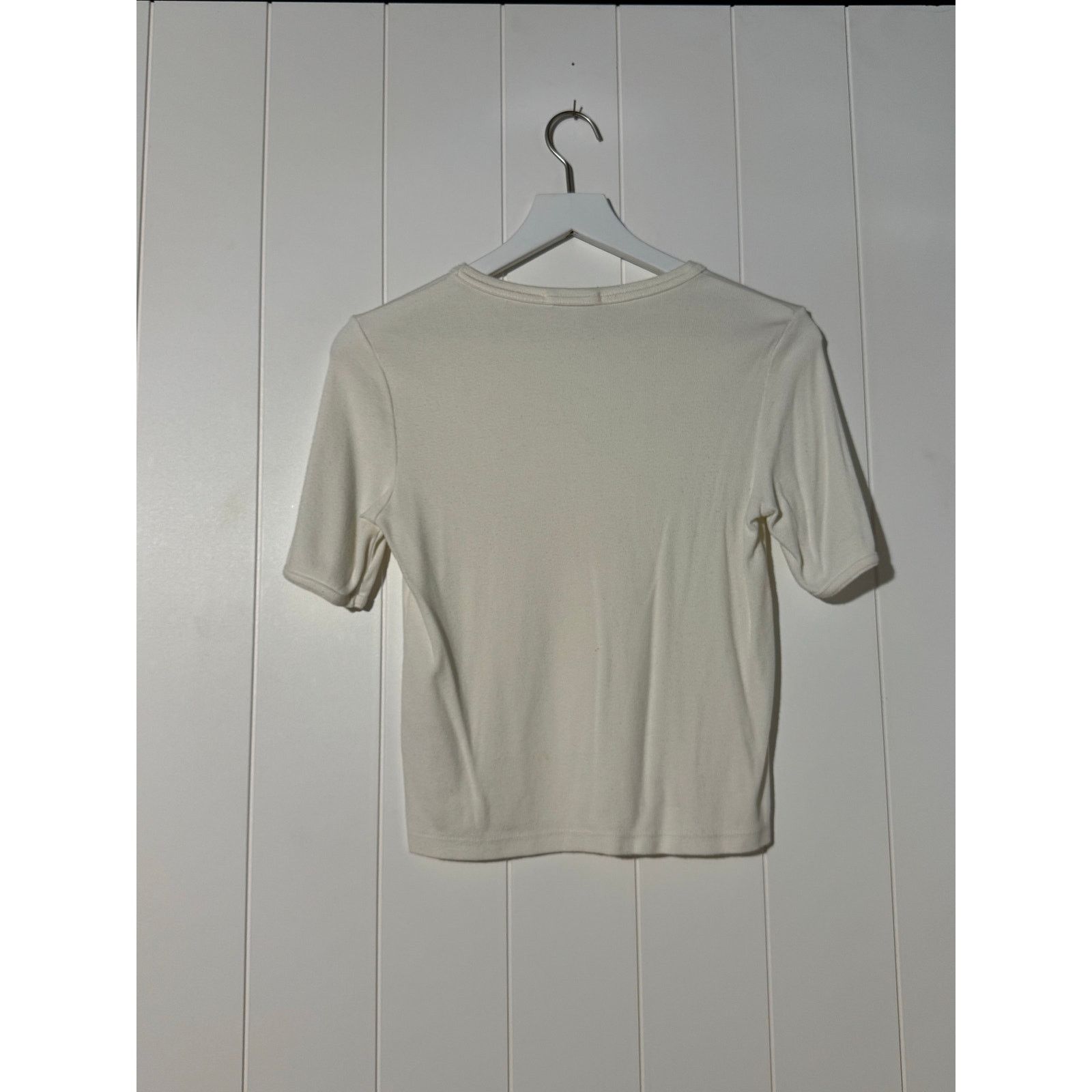 Agolde Agolde Ribbed Short Sleeve Ivory Shirt vory Size Small Size S / US 4 / IT 40 - 3 Thumbnail