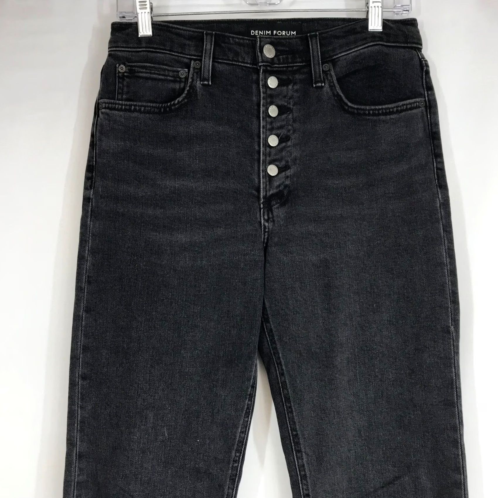 Vintage VINTAGE? No. Denim Forum The Yoko High Rise Slim Jeans Black Button Fly Raw Hem Size 27 Size 27" / US 4 / IT 40 - 2 Thumbnail