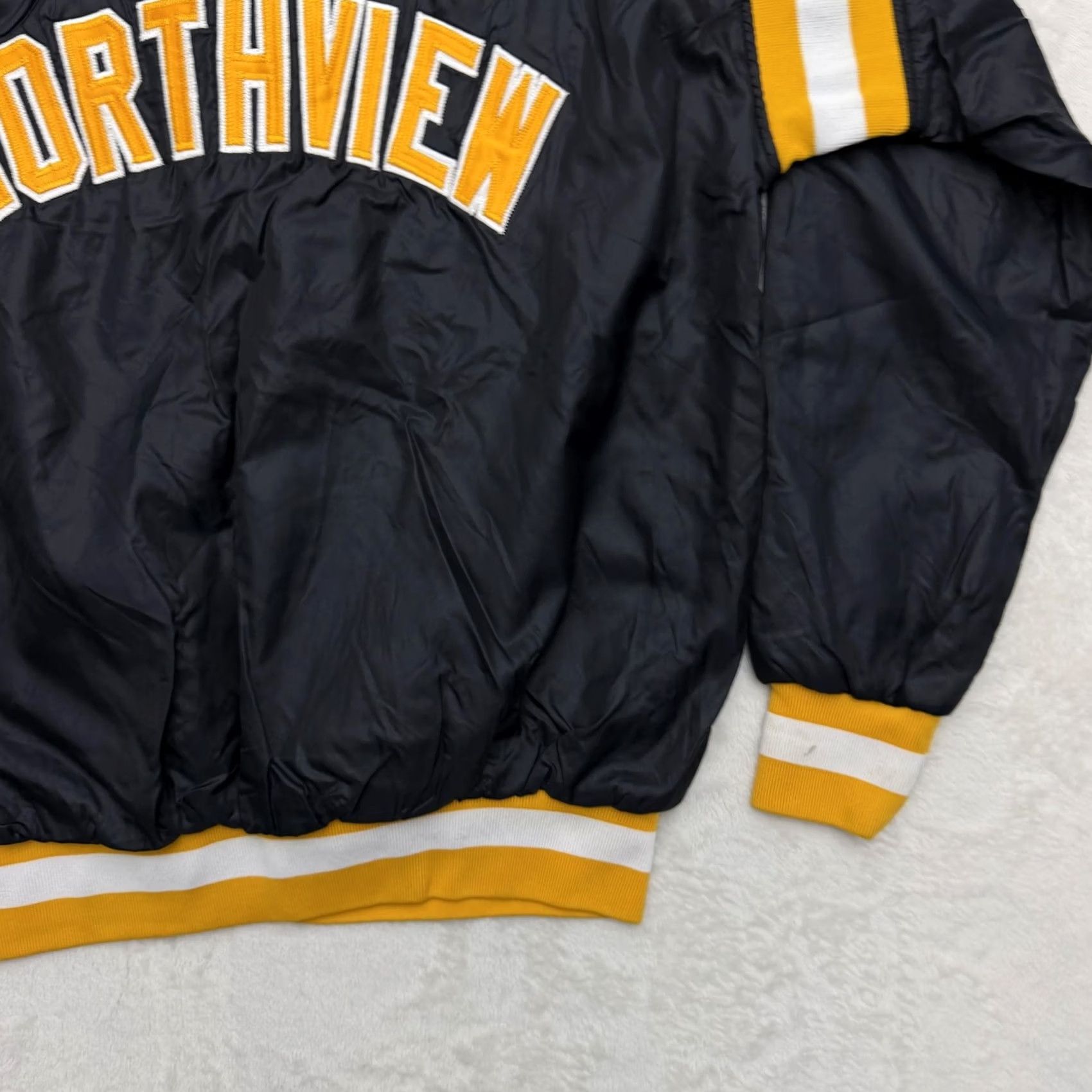 Russell Athletic VINTAGE Russell Northview Jacket Mens Large Hooded Windbreaker 1/2 Zip Black Striped Mid-Length Jacket Mens Size US L / EU 52-54 / 3 - 4 Thumbnail