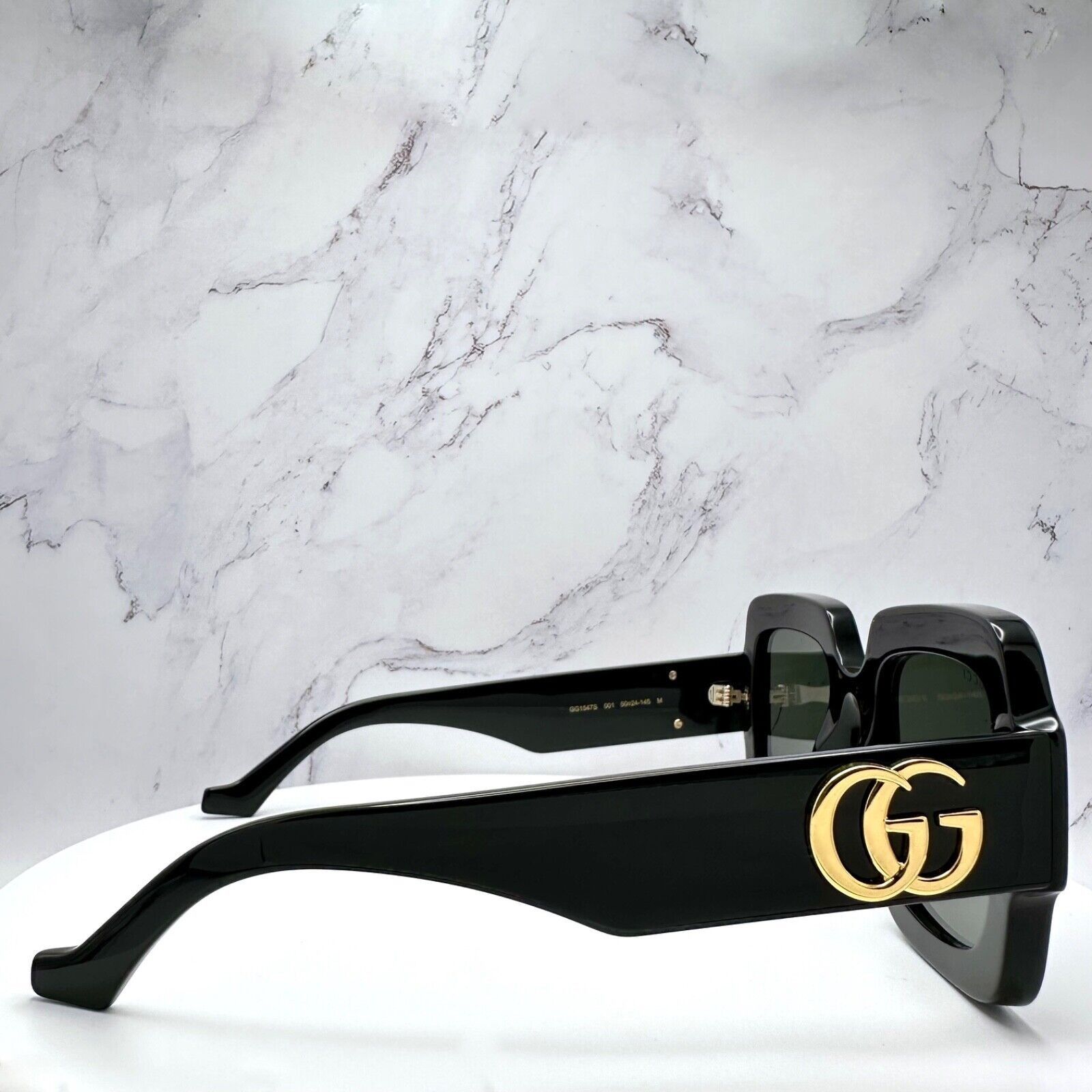 Gucci Gucci Sunglasses New Black Oversized Gold Metal GG Authentic Size ONE SIZE - 10 Thumbnail