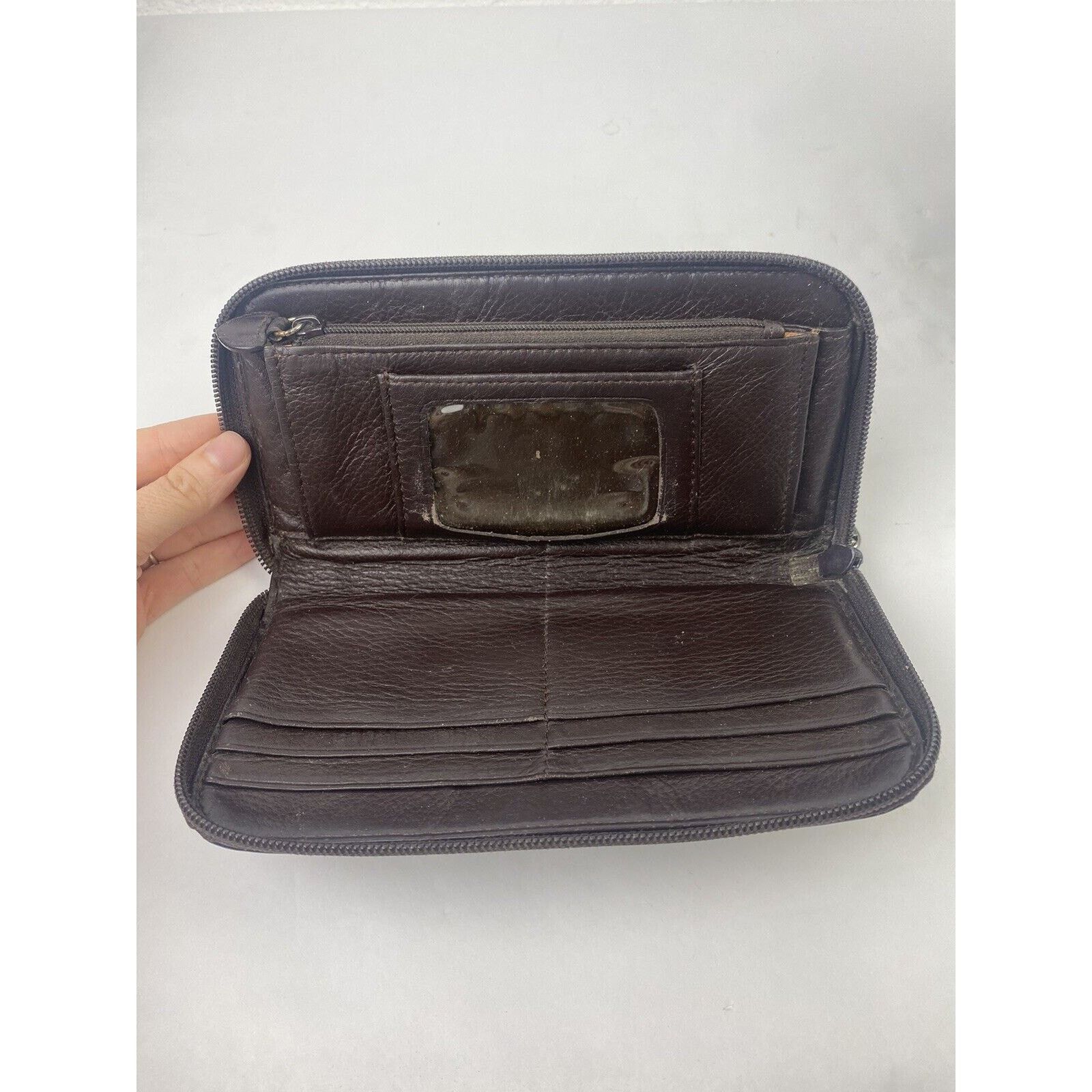 Brighton Brighton Zip Around Wallet Brown Patent Leather 8" Faux Croc Size ONE SIZE - 9 Thumbnail