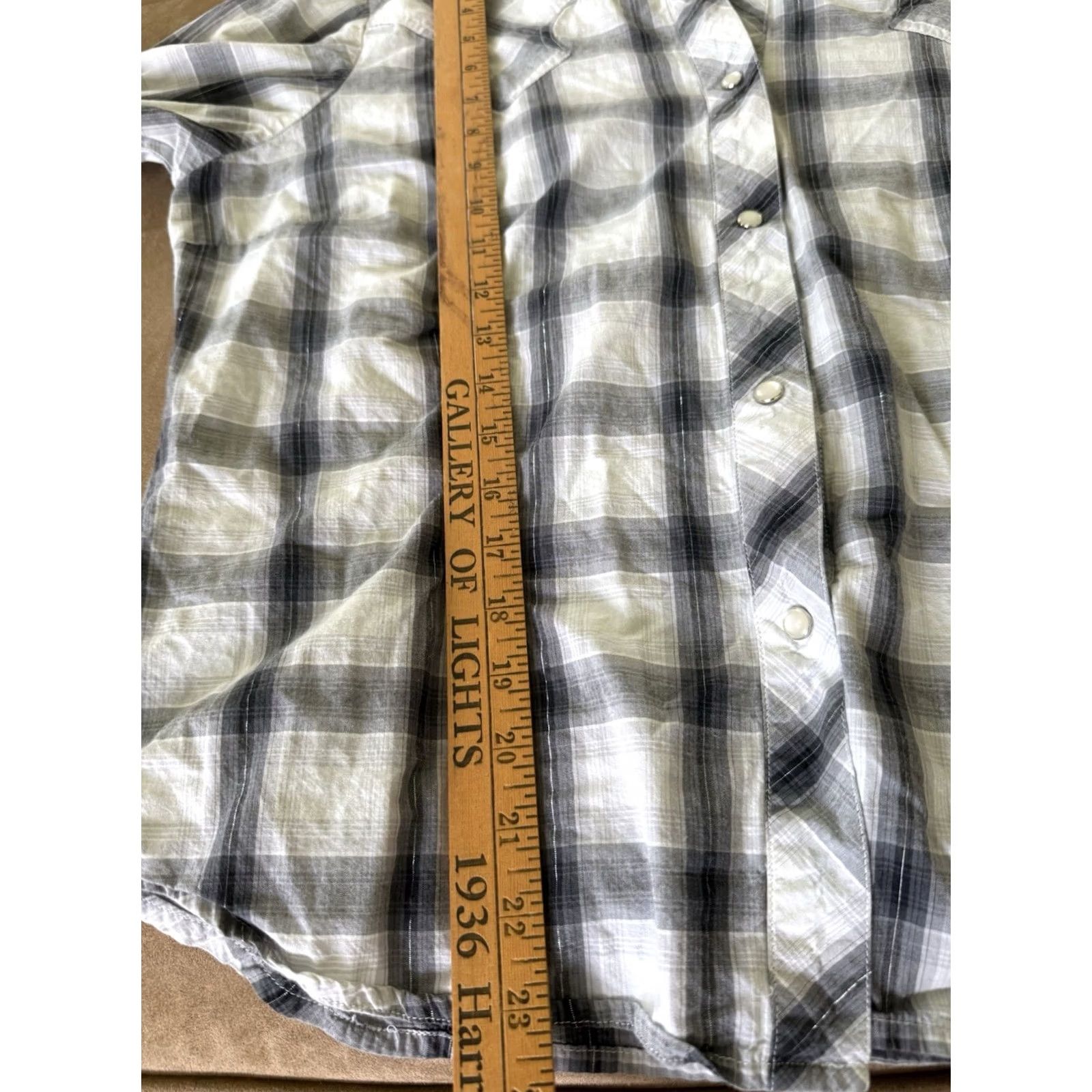 Roper Roper Mens Large Gray Plaid Button Down Shirt Western Wear Size US L / EU 52-54 / 3 - 7 Thumbnail