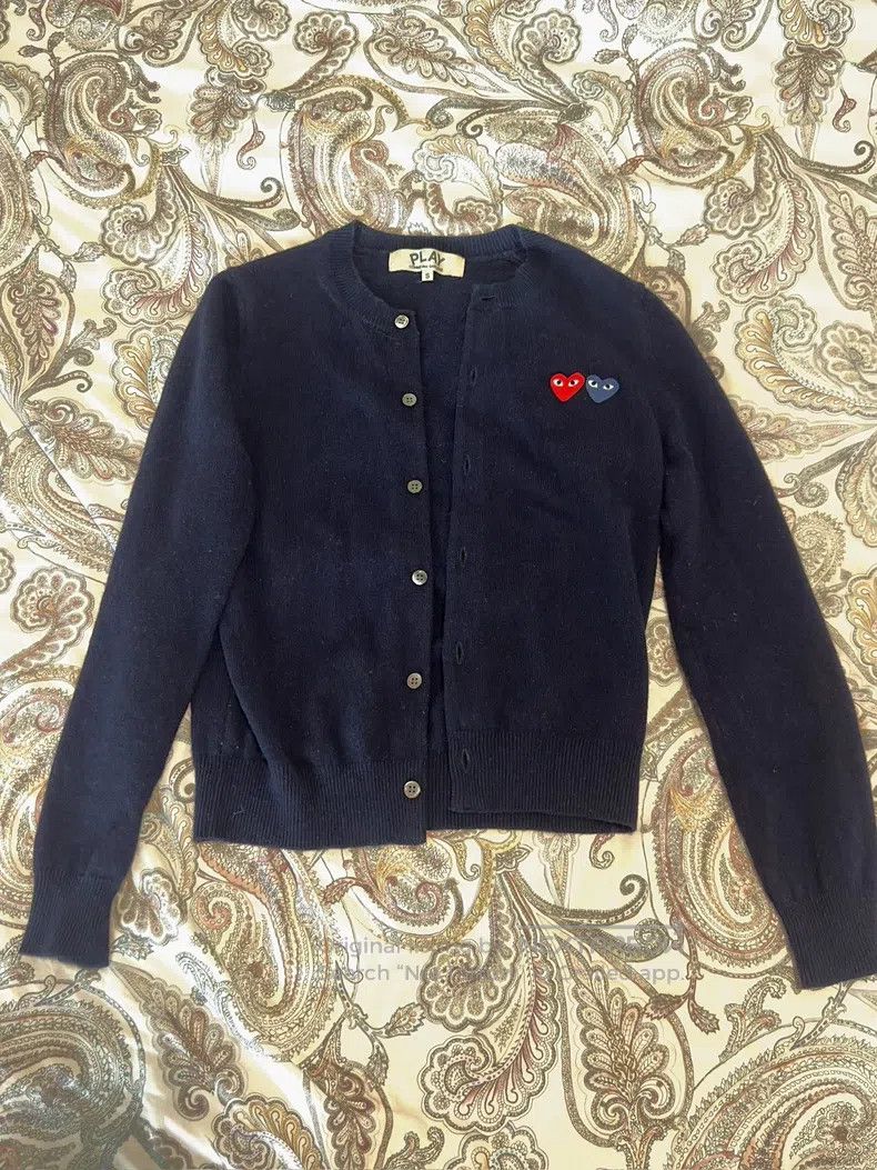 Comme des Garcons Comme des Garcons Navy Blue Round Neck Knit Cardigan, Wome Size S / US 4 / IT 40 - 1 Thumbnail