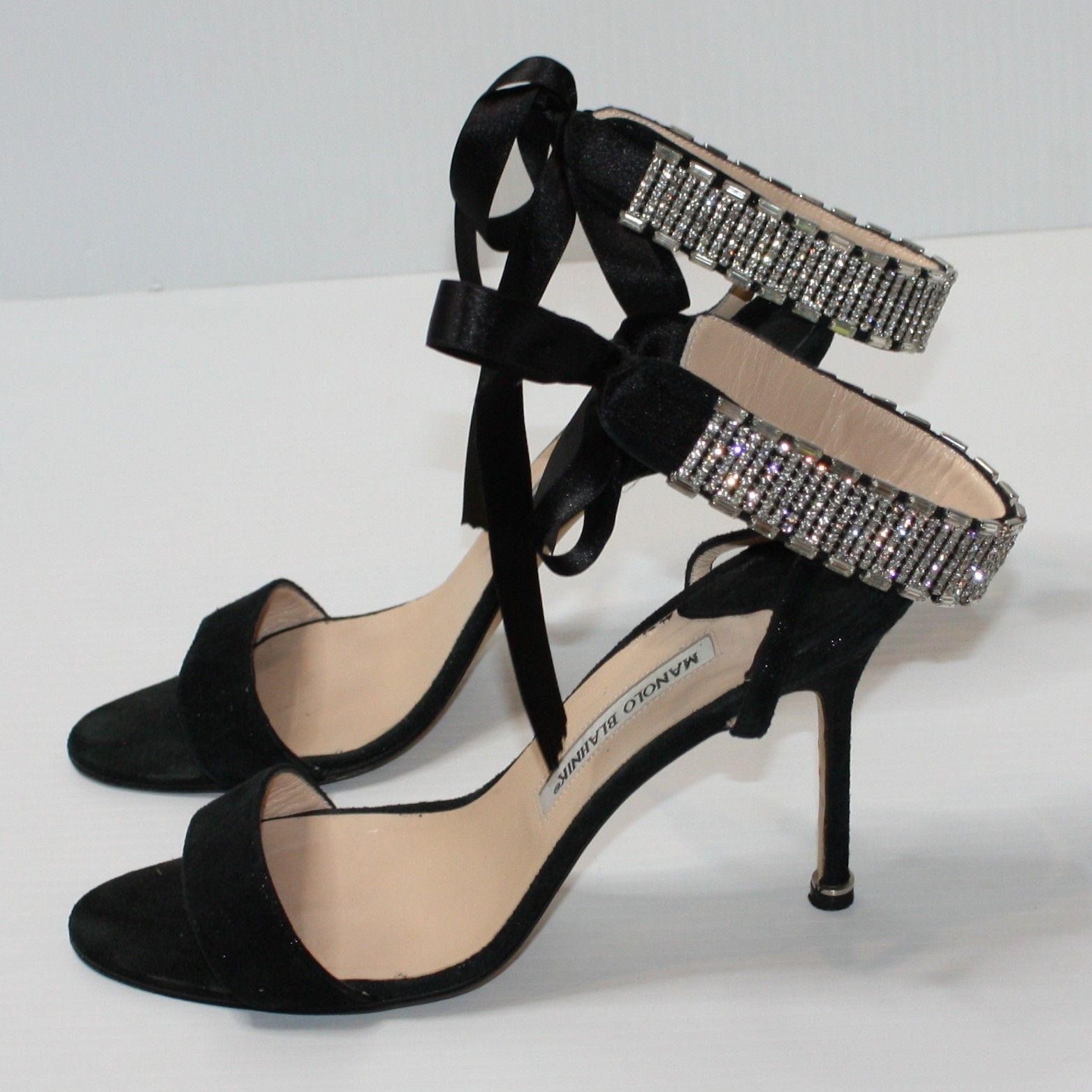 Manolo Blahnik Exclusive Black with Crystal Embellishments Sandals US 10 Size US 10 / IT 40 - 5 Thumbnail