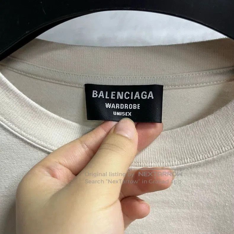 Balenciaga Balenciaga Beige Logo Print Short Sleeve T-shirt. Size US L / EU 52-54 / 3 - 3 Thumbnail