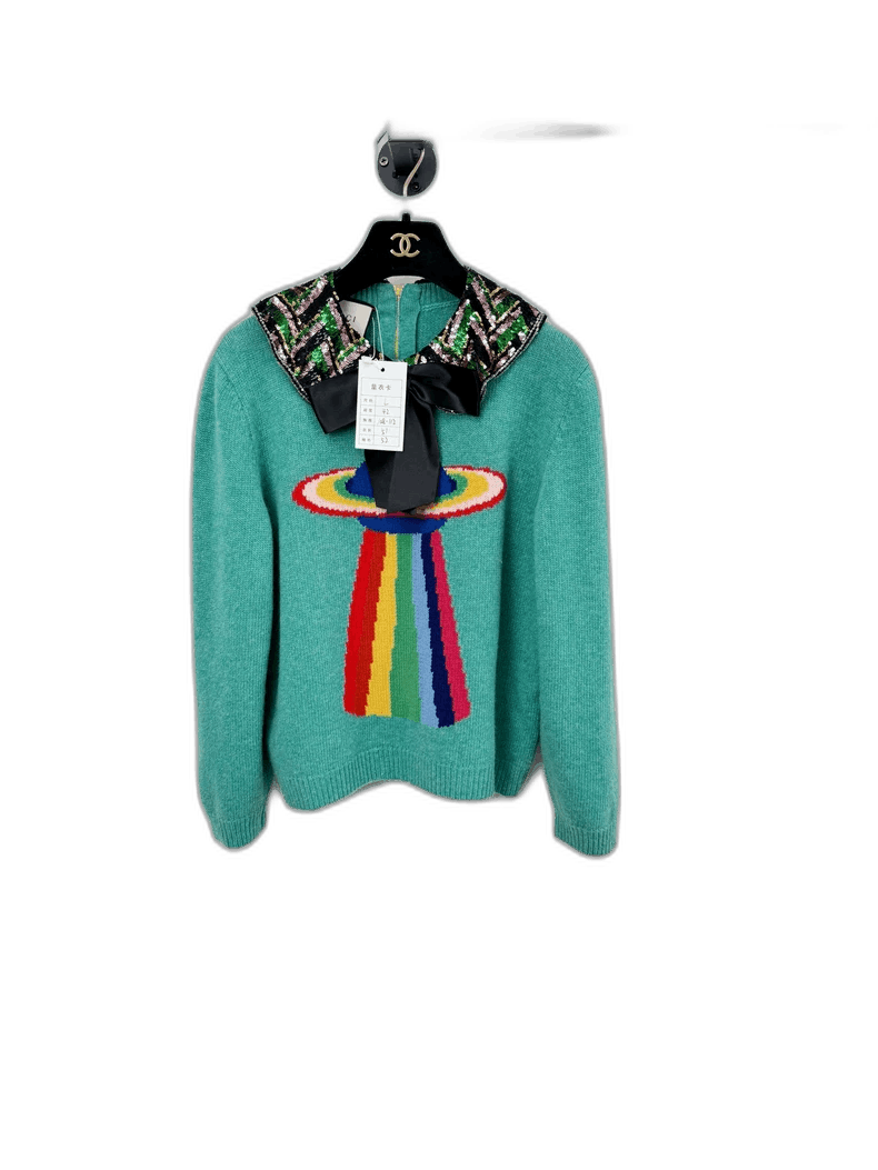Gucci Gucci Sequin Sweater with Colorful Design-2505 Size L / US 10 / IT 46 - 1 Thumbnail