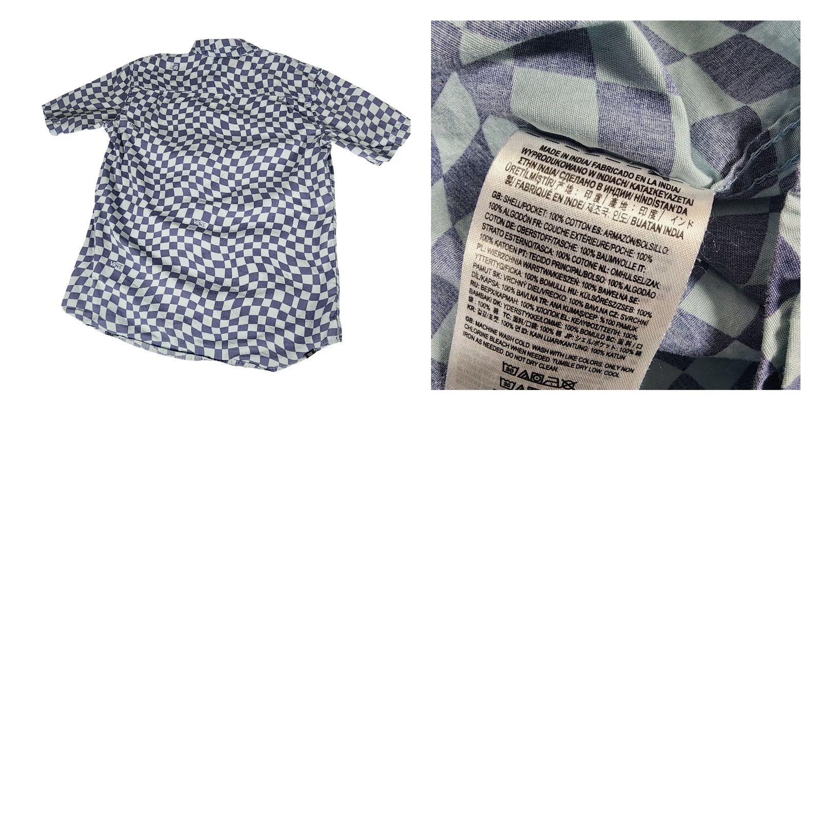 Vans VANS Warped Checkerboard Short Sleeve Button Down Shirt Blue Cotton Shirt Mens XL Blue Checkerboard Warped Pattern Casual Beach Summer Size US XL / EU 56 / 4 - 8 Thumbnail