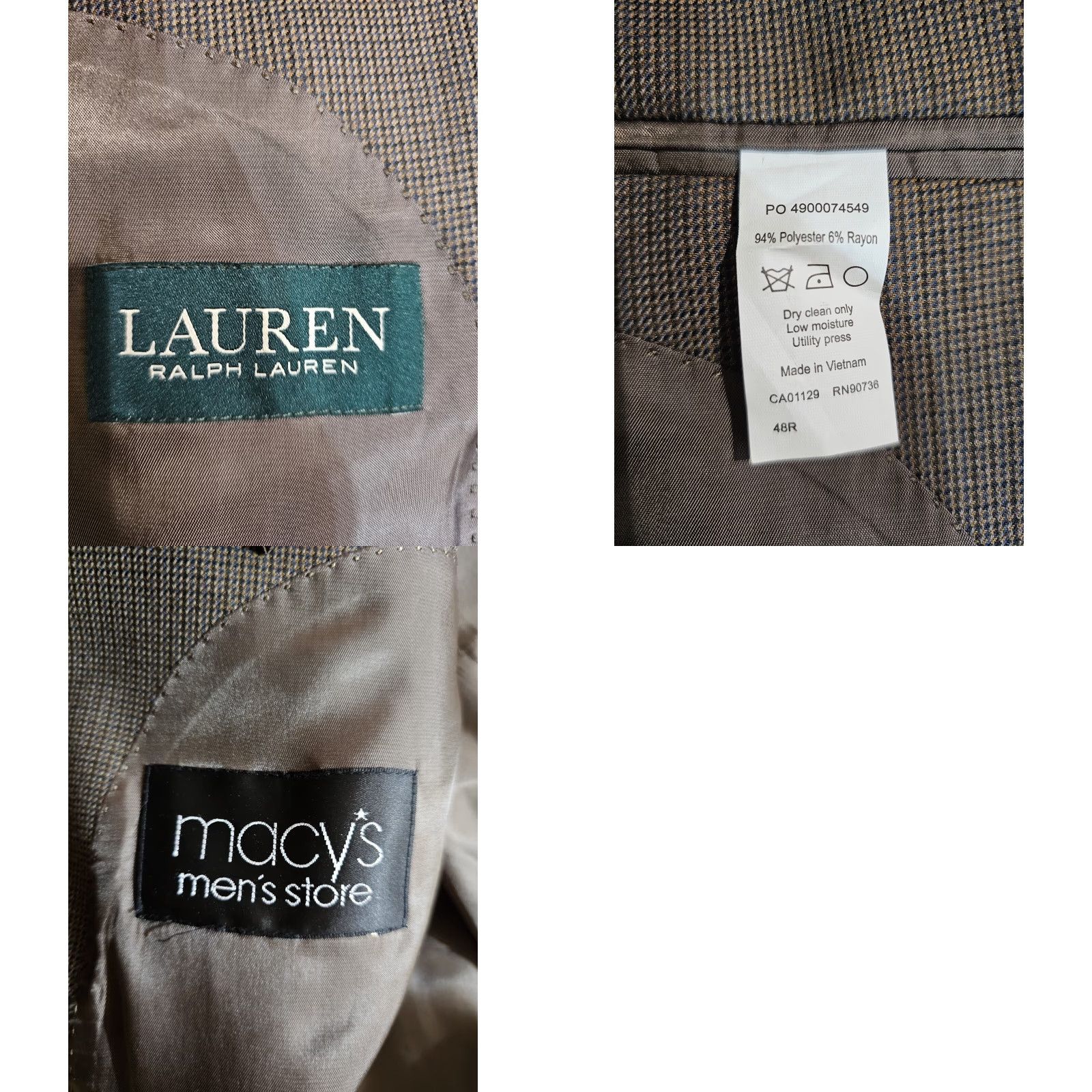 Ralph Lauren Lauren Ralph Lauren Blazer Classic Single Breasted Mens 48R Tan Two-Button Sport Coat Size 48R - 8 Thumbnail