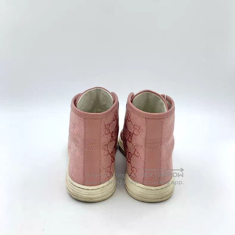 Gucci Gucci Pink logo jacquad full print laces casual flat high Size US 4.5 / IT 34.5 - 4 Thumbnail