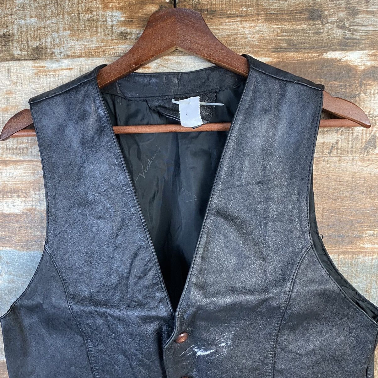 Genuine Leather DL Vedunci Black Leather vintage Vest #C1137 Size M / US 6-8 / IT 42-44 - 4 Thumbnail