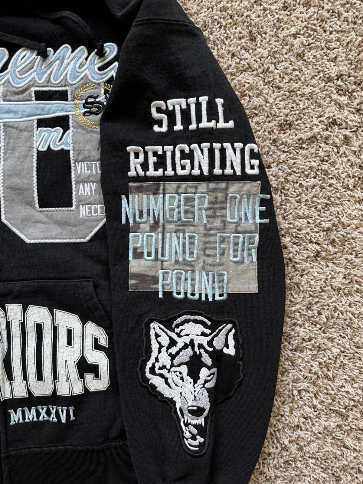 Supreme Warriors Appliqué Zip Up Hooded Sweatshirt Black Size US XL / EU 56 / 4 - 5 Thumbnail