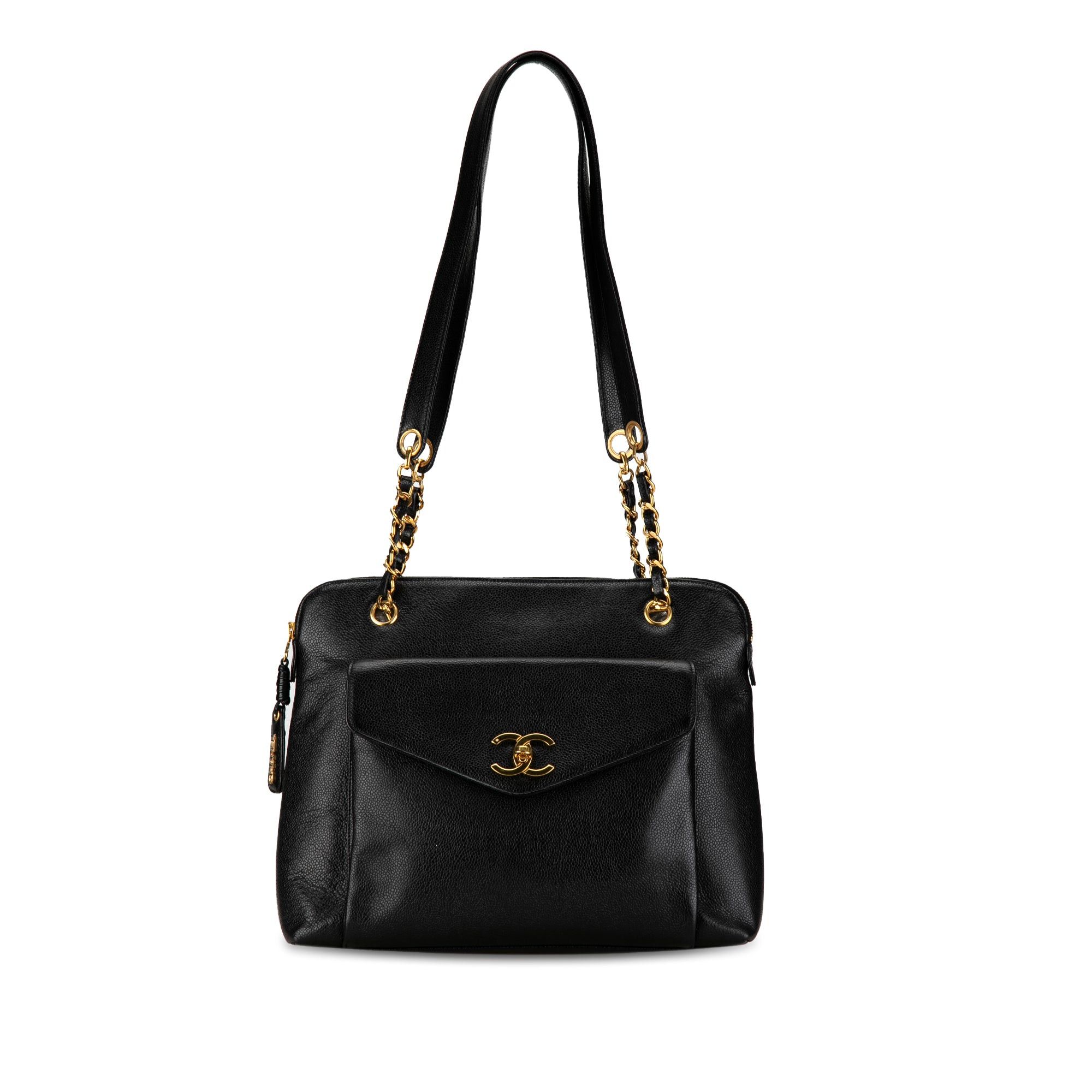 Chanel Chanel Caviar Front Pocket Chain Tote Black Size ONE SIZE - 1 Thumbnail