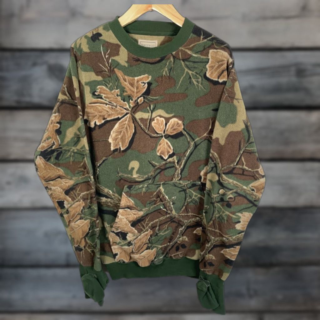Vintage VINTAGE Northwest Territory Sweatshirt Camouflage Fleece Crew Neck Adult Large Green Mitten Sleeve Cuffs Pockets Logo Heavyweight Regular Mens Size US L / EU 52-54 / 3 - 1 Thumbnail