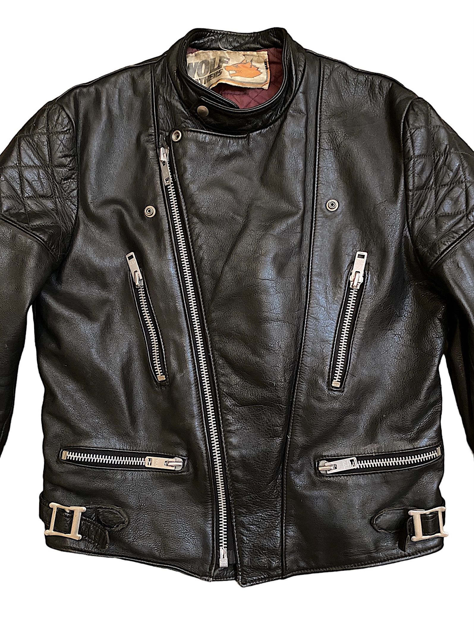 Vintage Rare Vintage UK 80s Wolf Leathers Biker Jacket Cafe Racer Size US L / EU 52-54 / 3 - 2 Thumbnail
