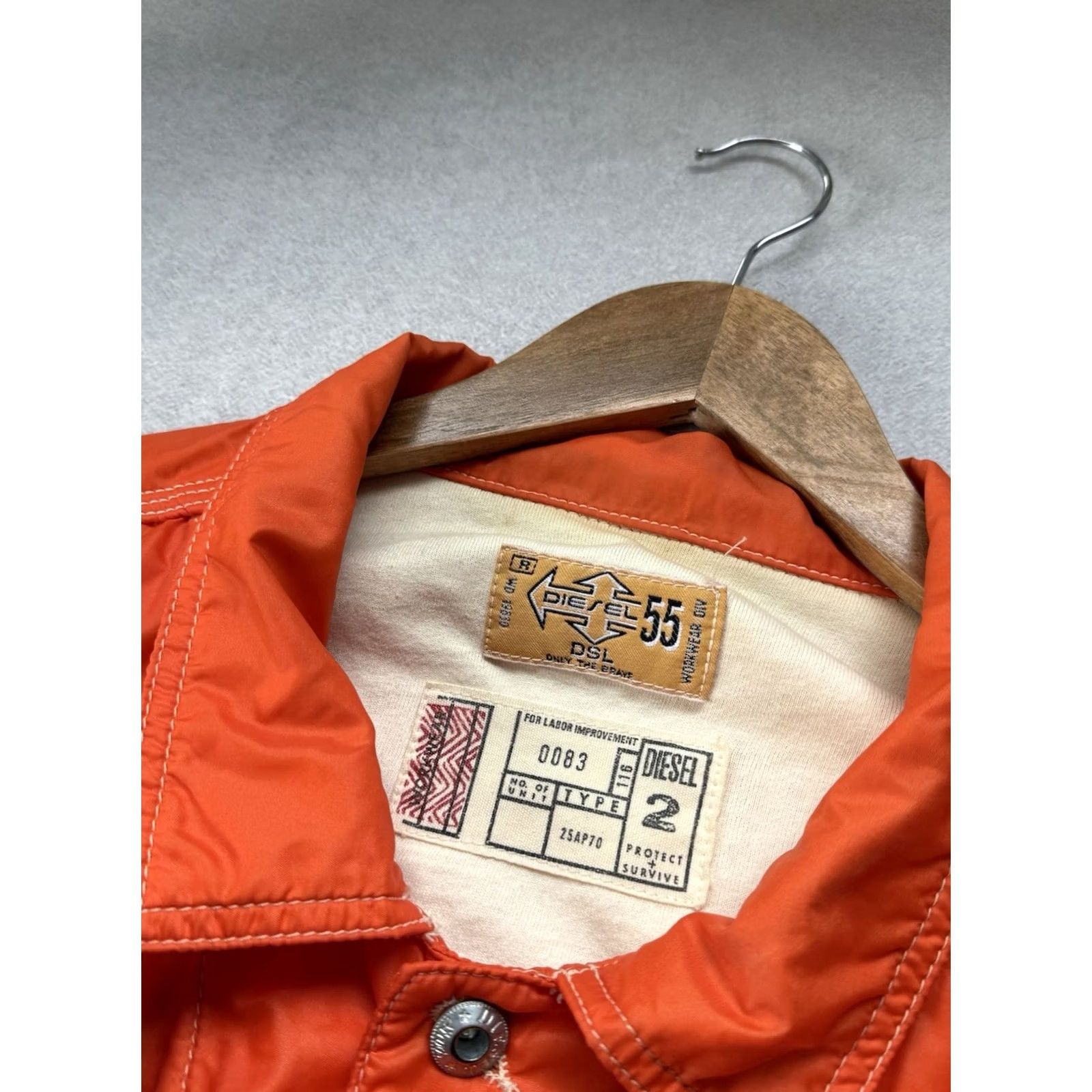 Diesel VINTAGE Diesel WORK WEAR Bomber Jacket Polyamide Orange XL Men’s Jacket, 90s, Zipper Button Snap, Logo, Canvas, Lightweight, Pockets, Diesel USA, Y2K Size US XL / EU 56 / 4 - 7 Thumbnail