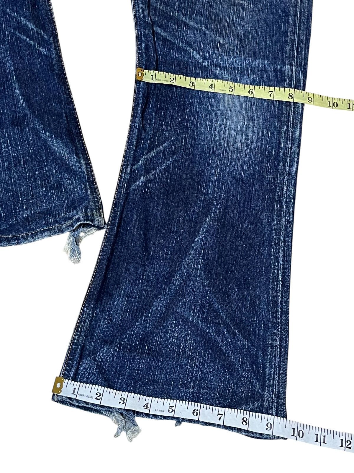 Edwin SICK🔥VINTAGE EDWIN 503 FLARED BLUE TRIP DISTRESSED JEANS Size US 35 - 13 Thumbnail