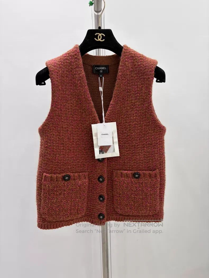 Chanel Chanel Orange cashmere alpaca wool vest Size XS / US 0-2 / IT 36-38 - 1 Thumbnail